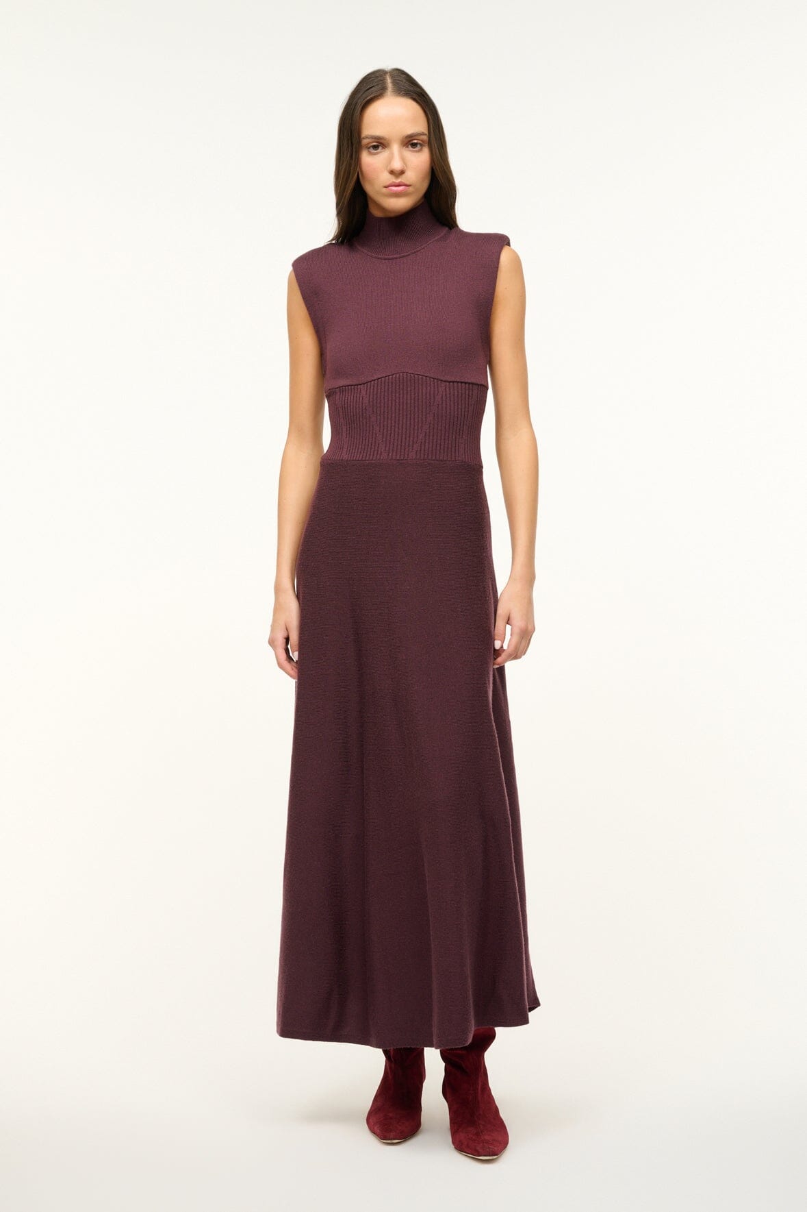 Lafayette Maxi Dress with Mock Neck in Merlot