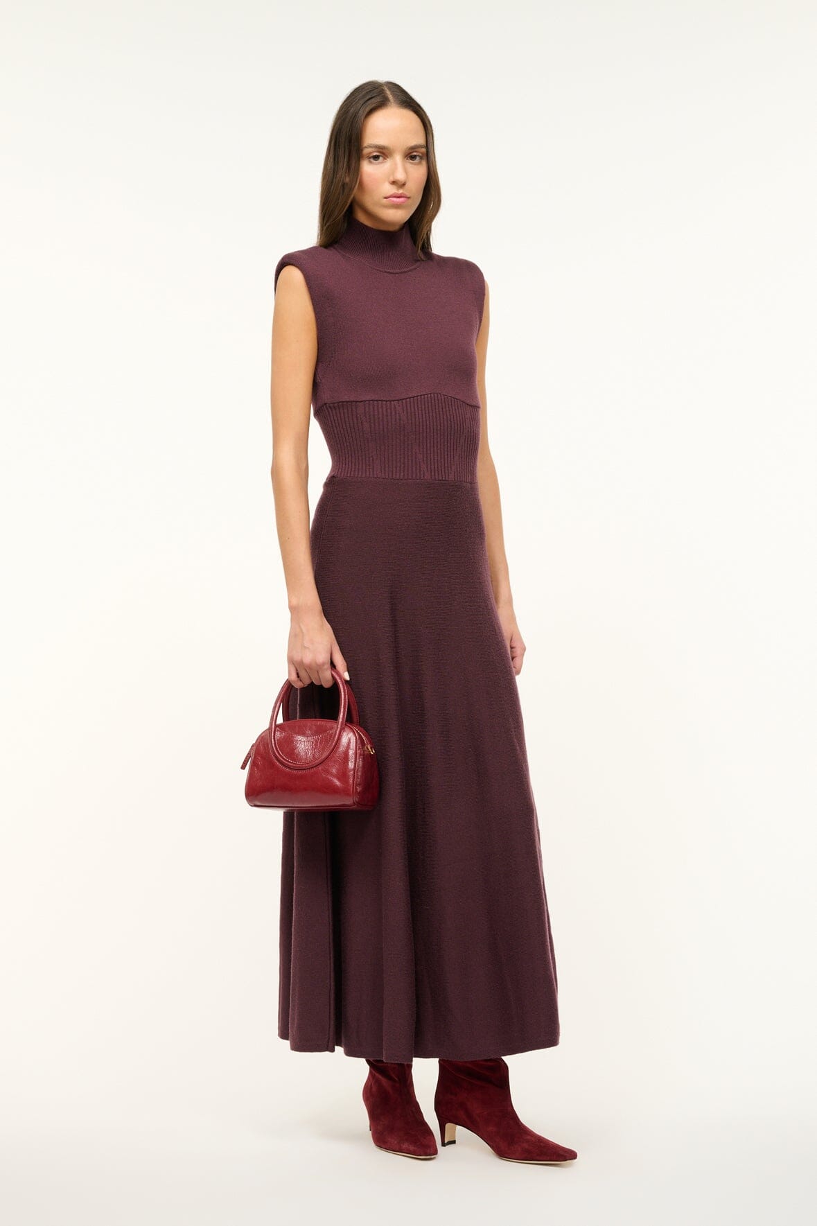 Lafayette Maxi Dress with Mock Neck in Merlot