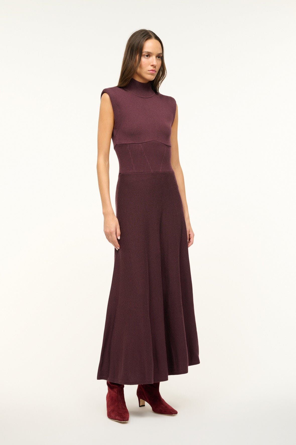 Lafayette Maxi Dress with Mock Neck in Merlot