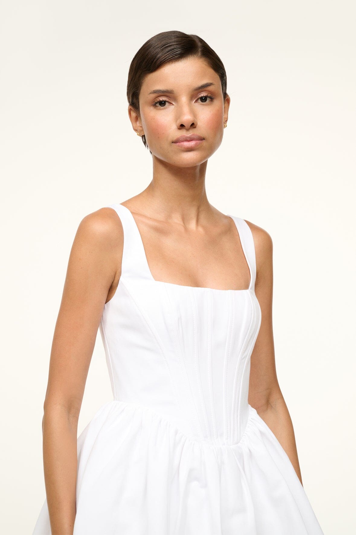White Corset Babydoll Mini Dress with Tulle Skirt