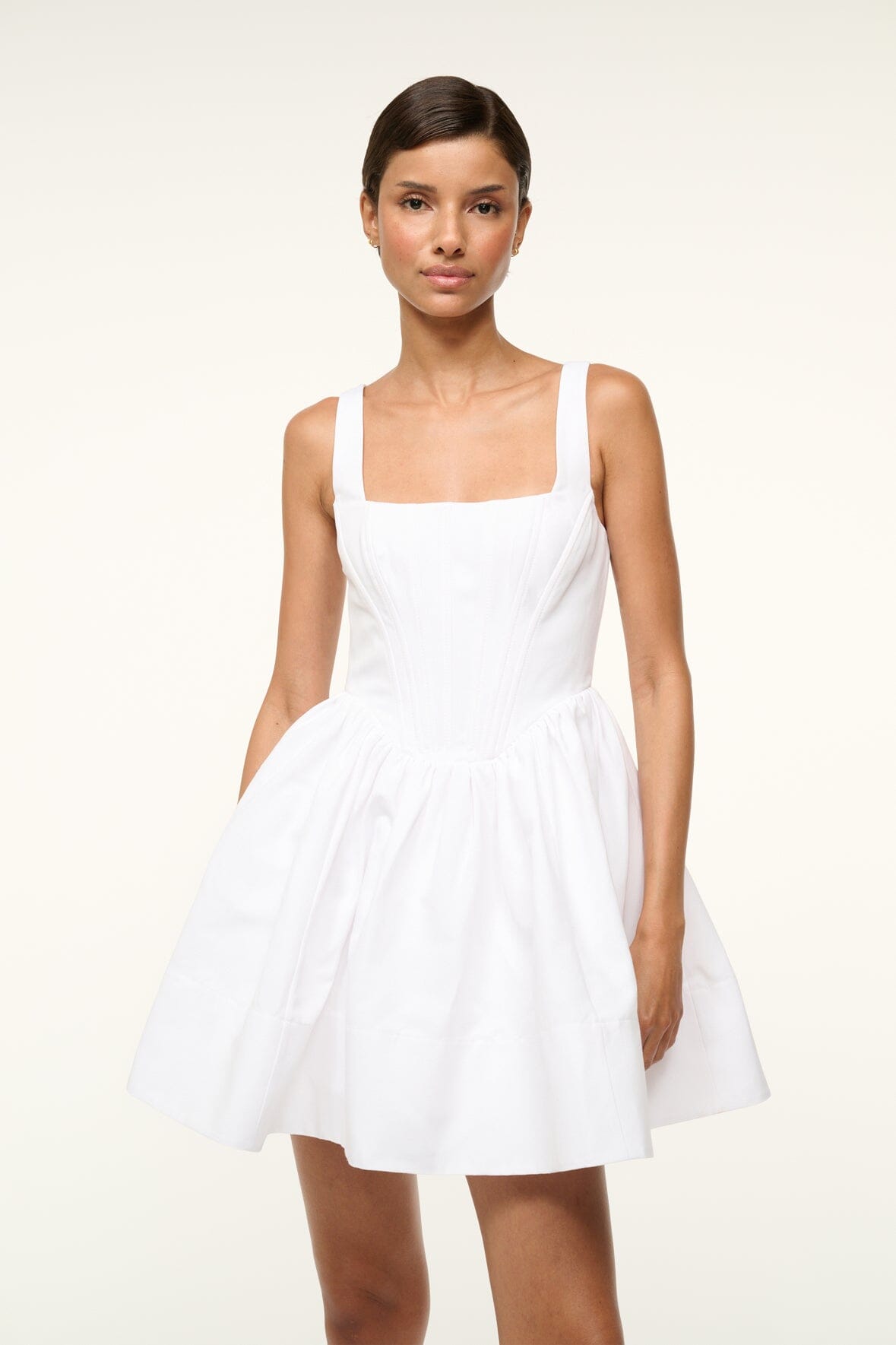 White Corset Babydoll Mini Dress with Tulle Skirt