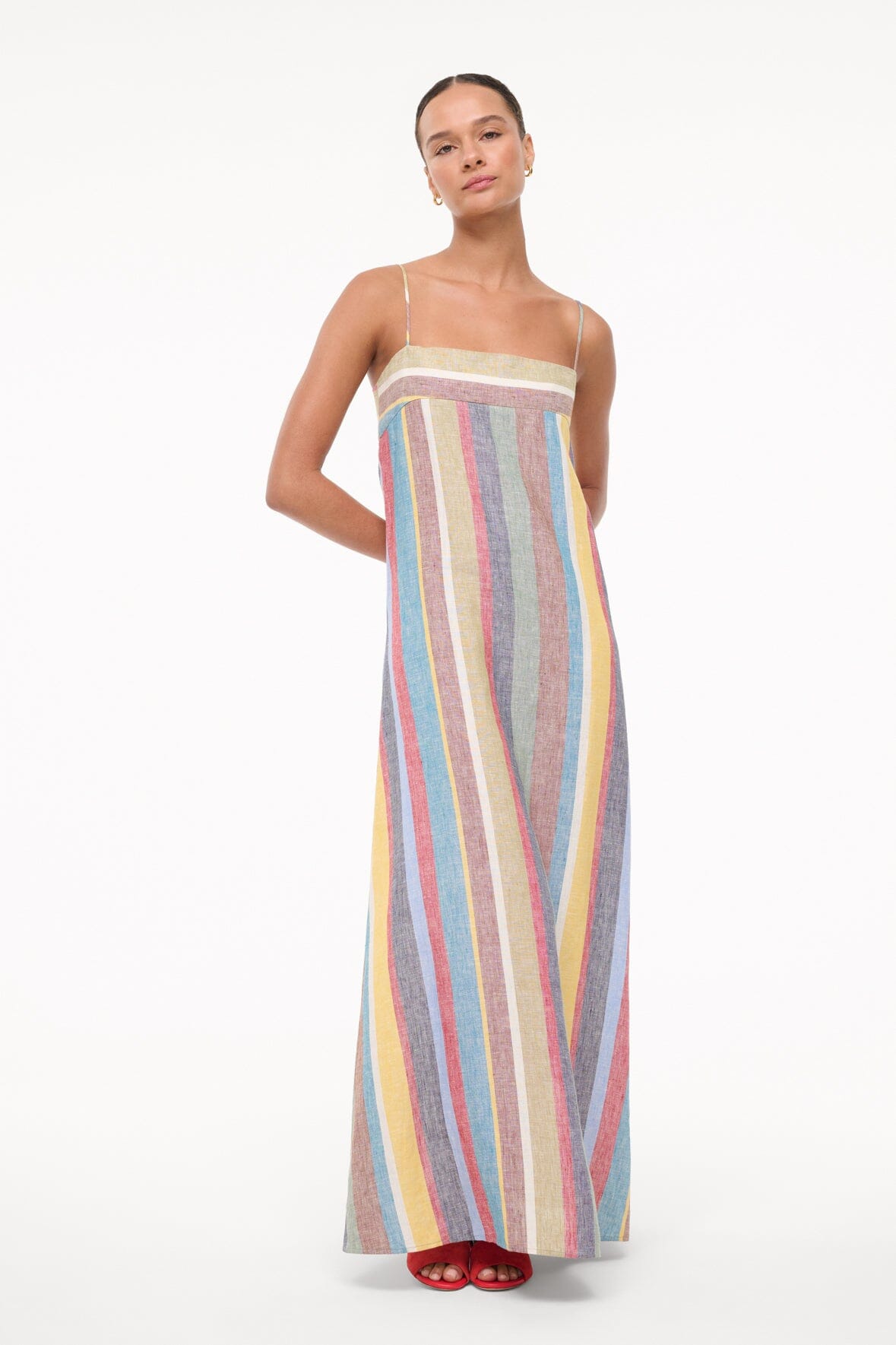 Laura Striped Linen Summer Dress with Adjustable Straps