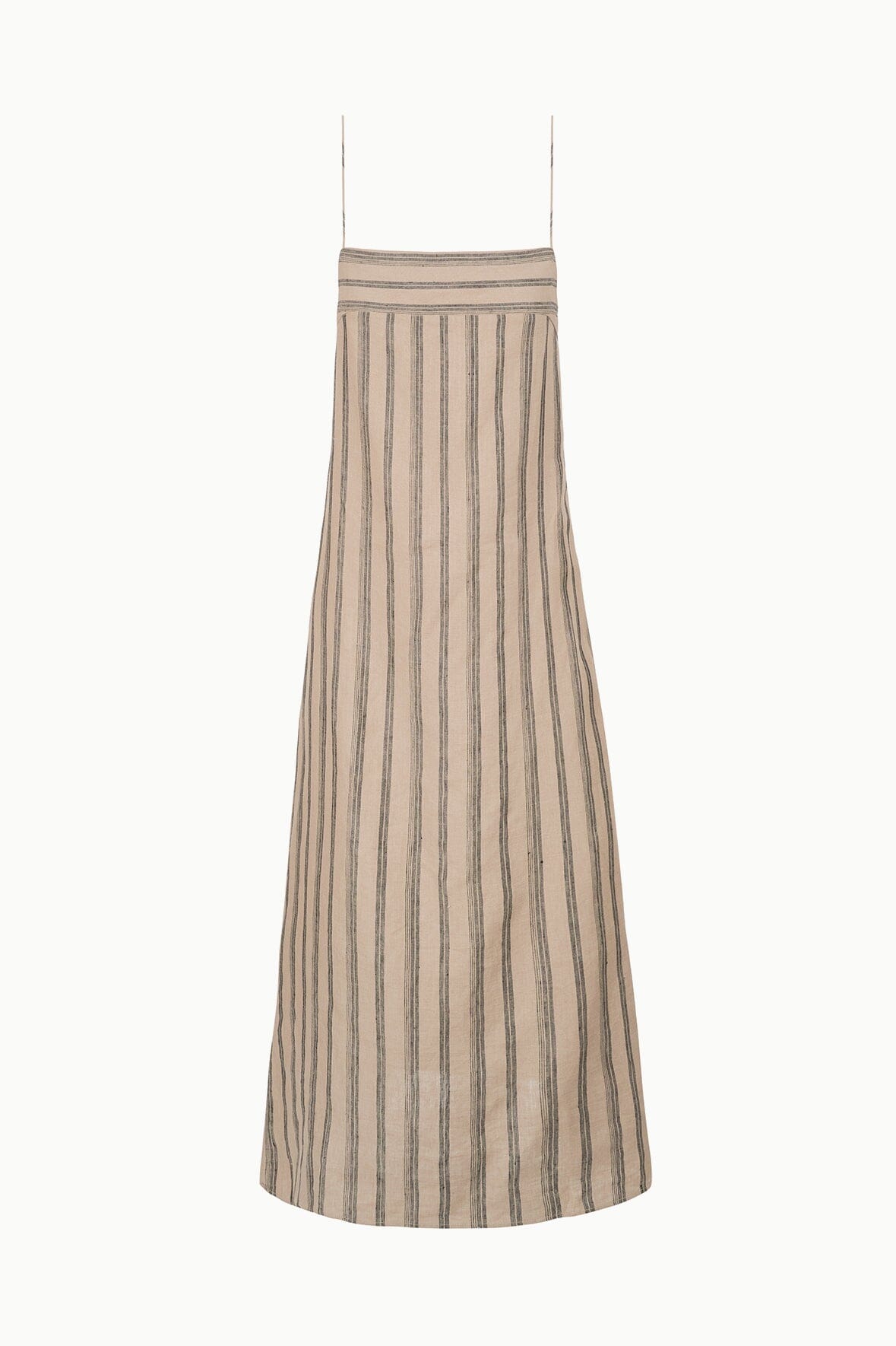 Laura Linen Summer Dress with Adjustable Straps - Sahara Stripe