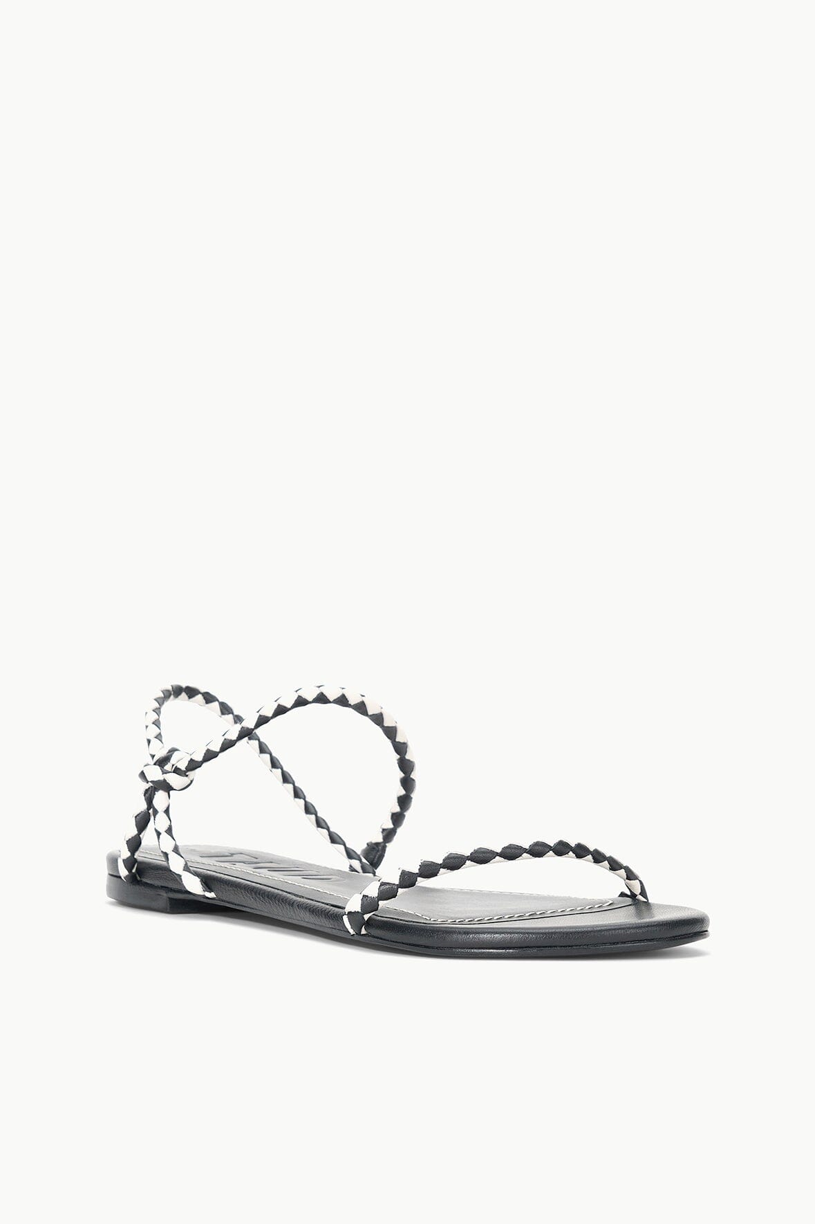 Laurel Black Leather Flat Sandal with Rounded Straps
