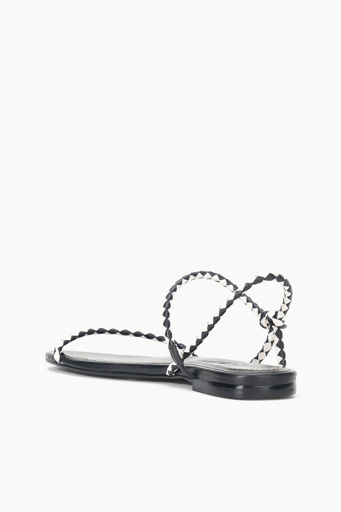 Laurel Black Leather Flat Sandal with Rounded Straps