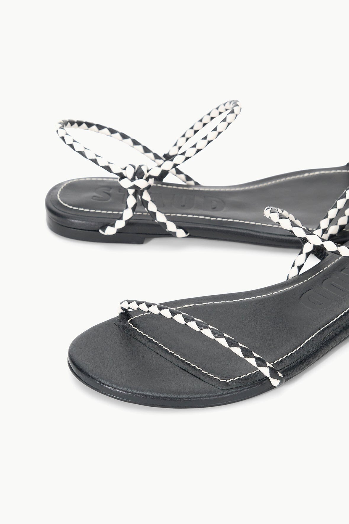 Laurel Black Leather Flat Sandal with Rounded Straps