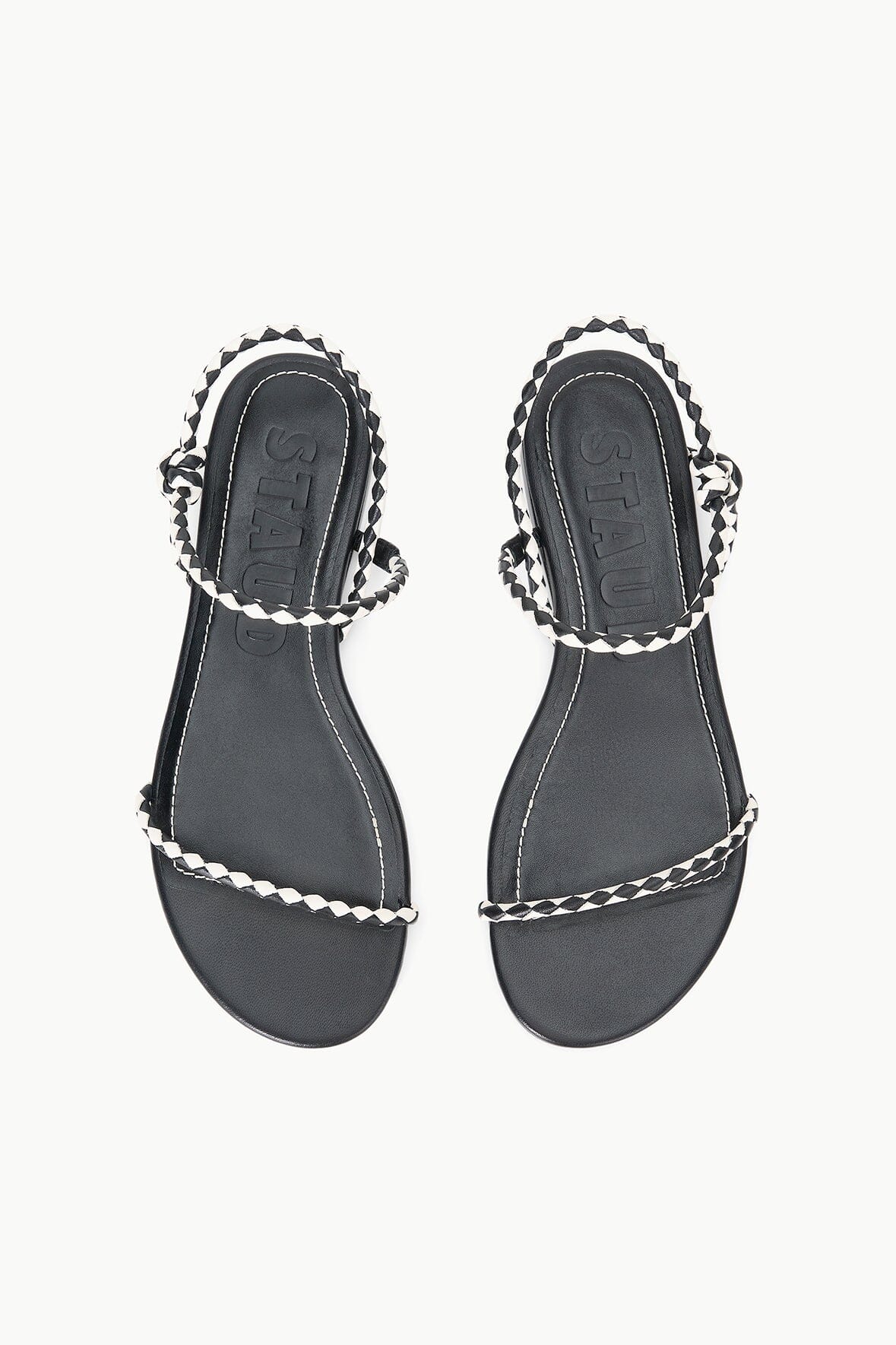 Laurel Black Leather Flat Sandal with Rounded Straps