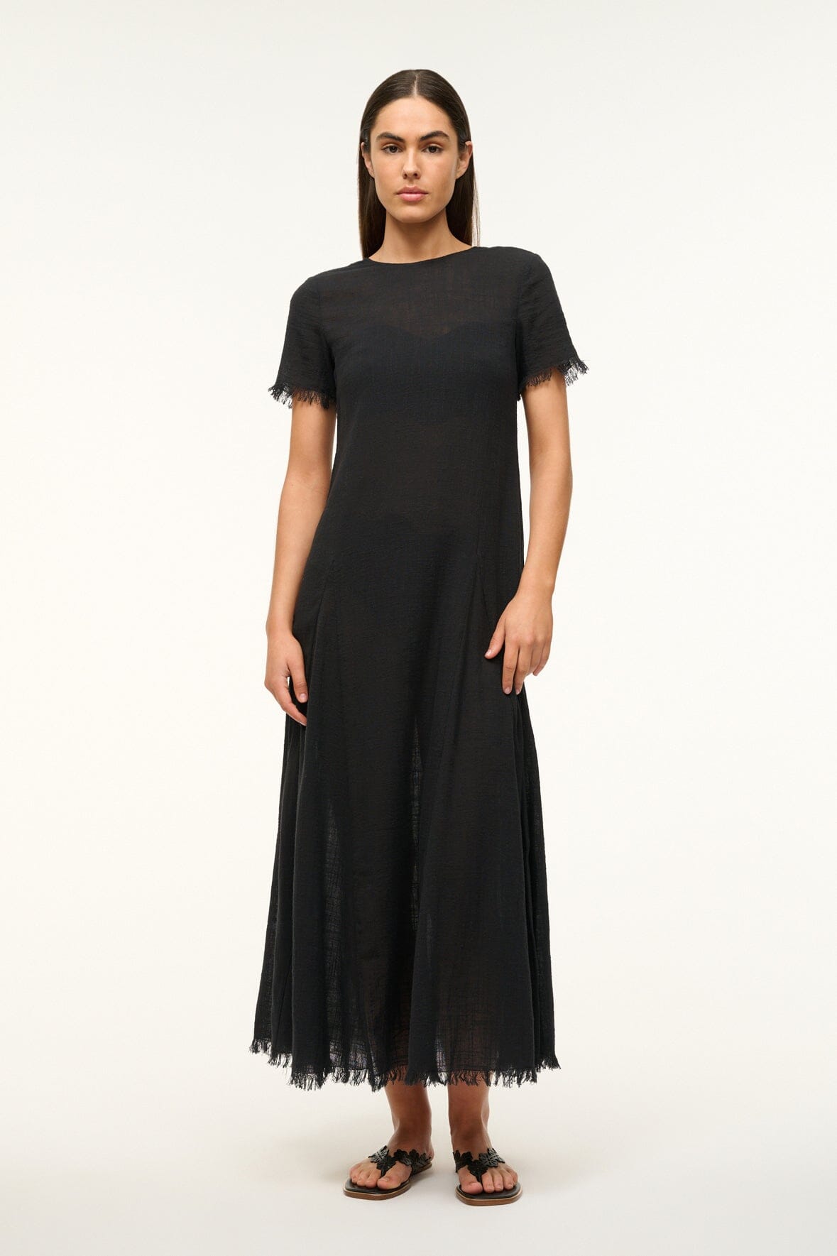 Le Havre Black Cotton Gauze Beach Coverup Dress