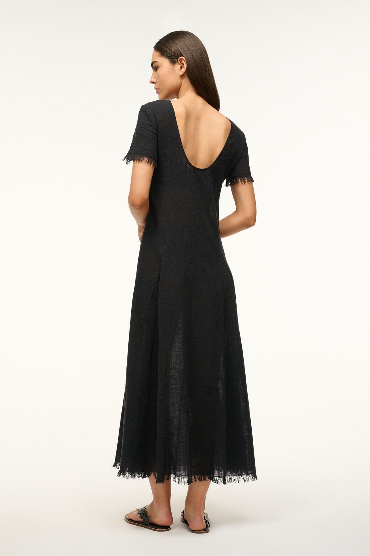 Le Havre Black Cotton Gauze Beach Coverup Dress