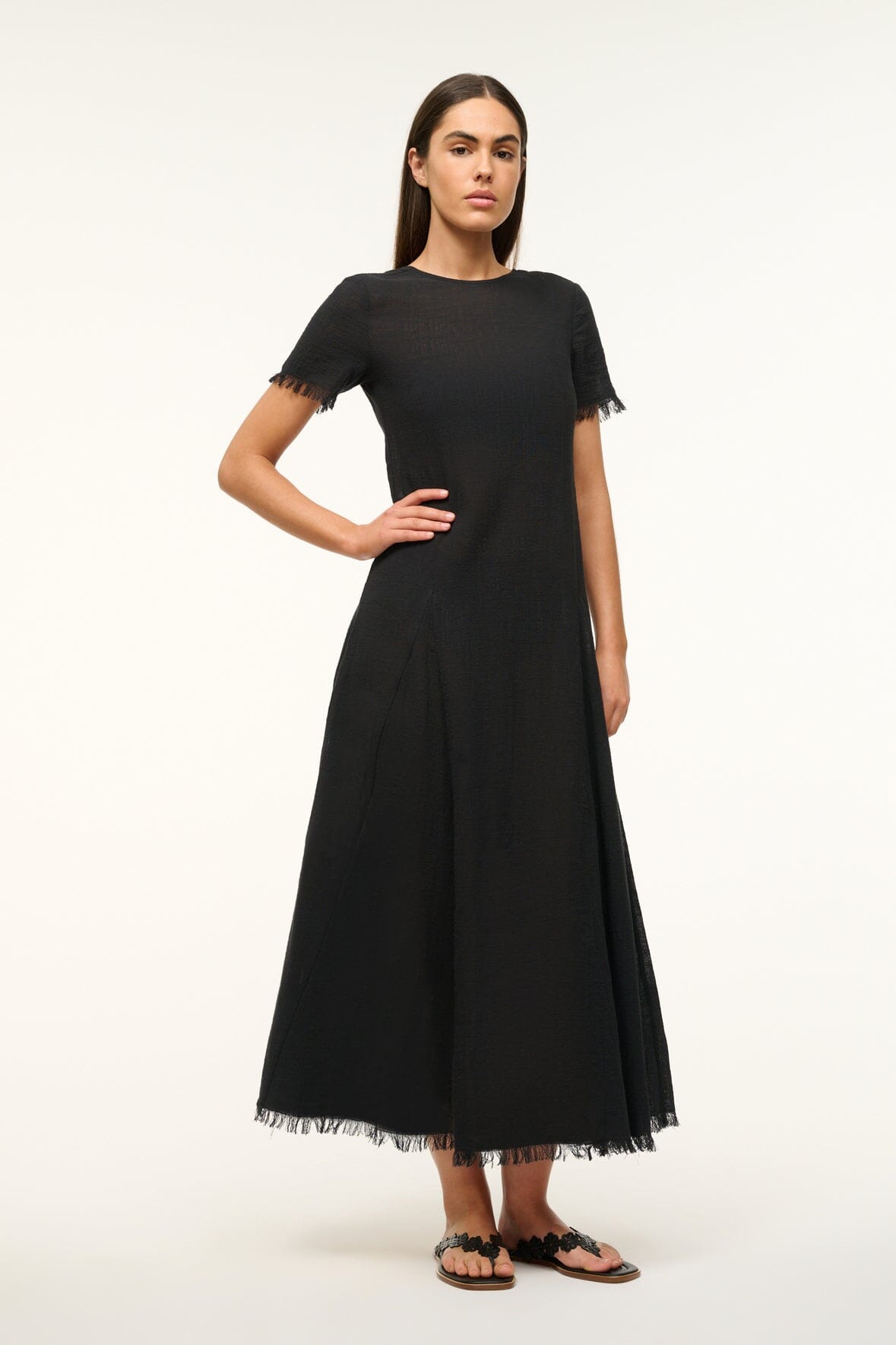 Le Havre Black Cotton Gauze Beach Coverup Dress
