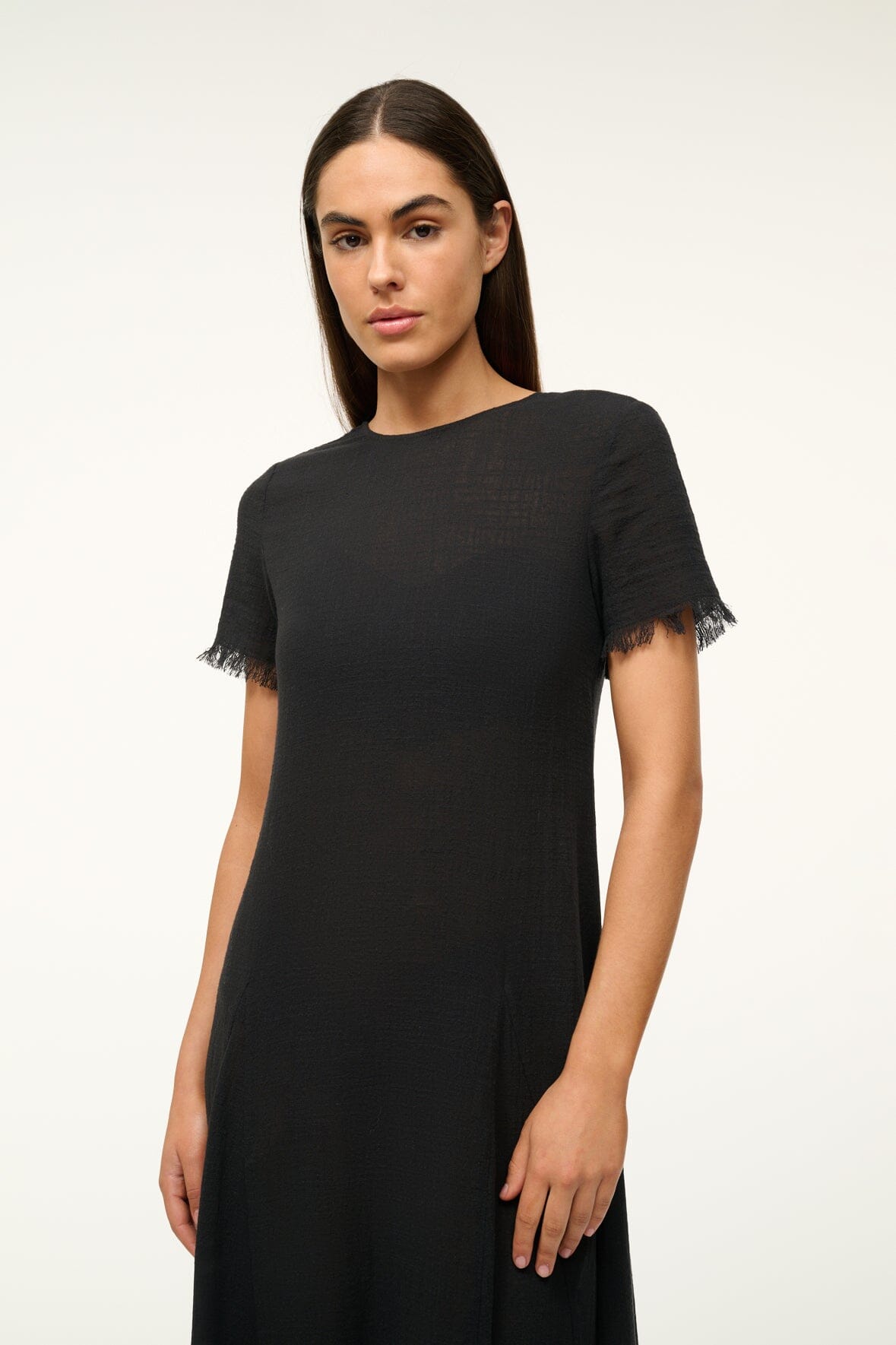 Le Havre Black Cotton Gauze Beach Coverup Dress