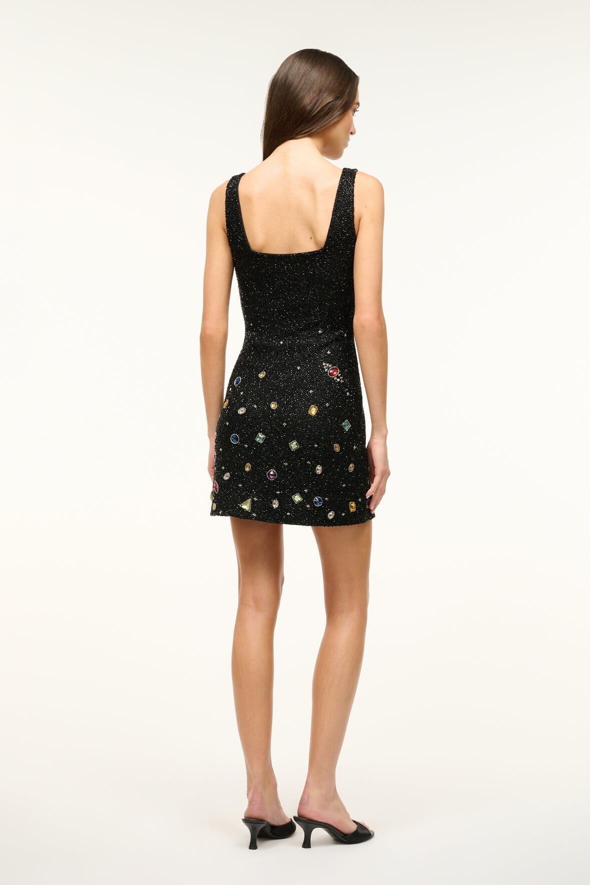 Black Celestial Beaded Mini Dress | LE SABLE Handmade Galaxy Design