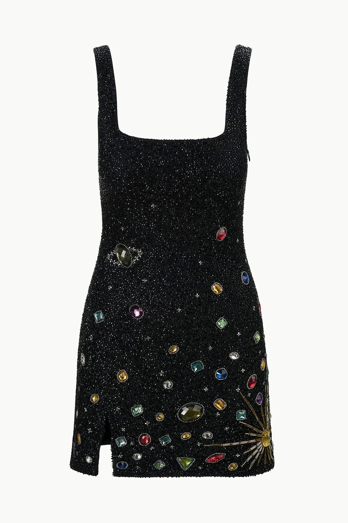 Black Celestial Beaded Mini Dress | LE SABLE Handmade Galaxy Design