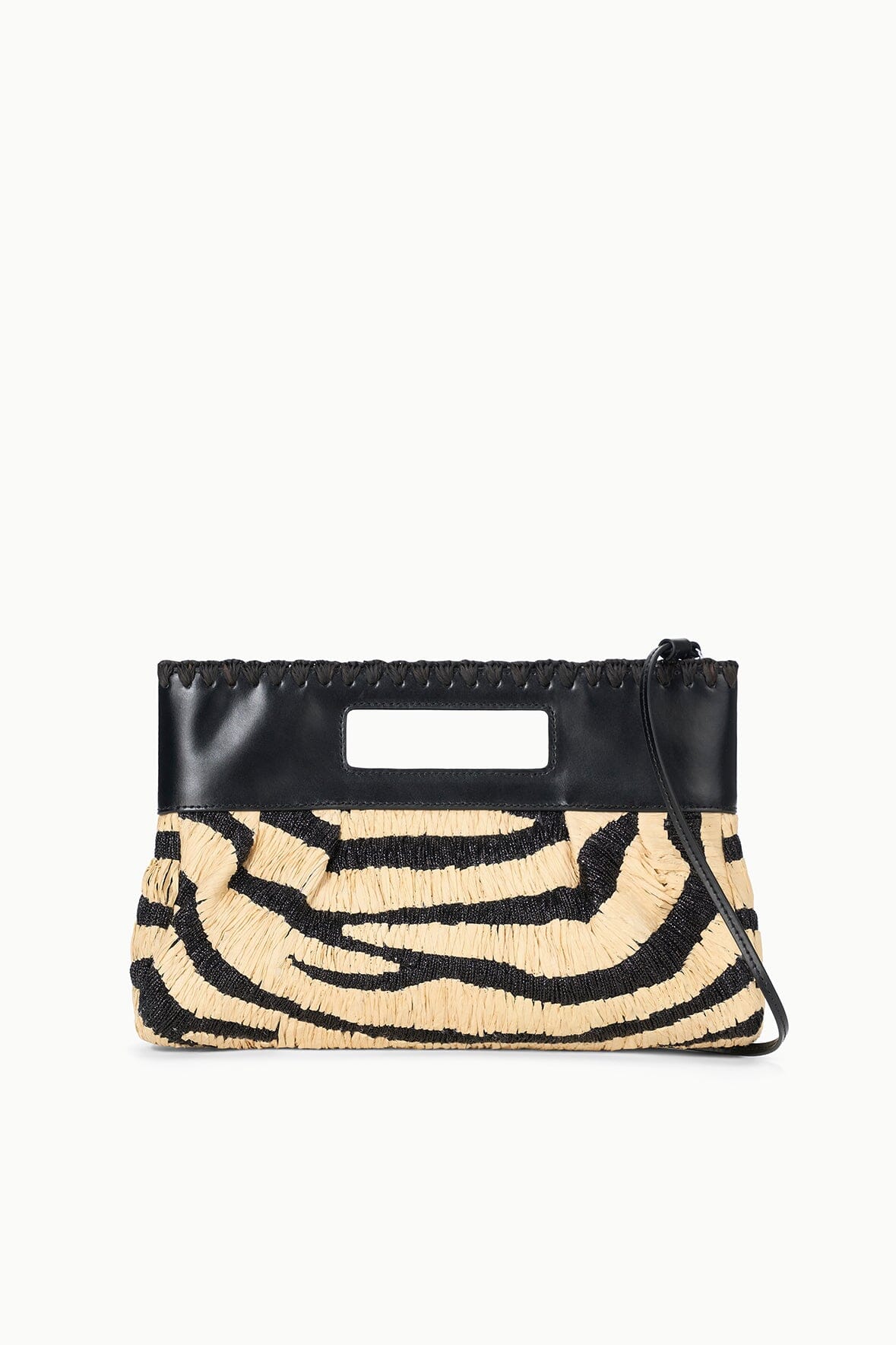 Lena Zebra Raffia Convertible Clutch with Removable Strap
