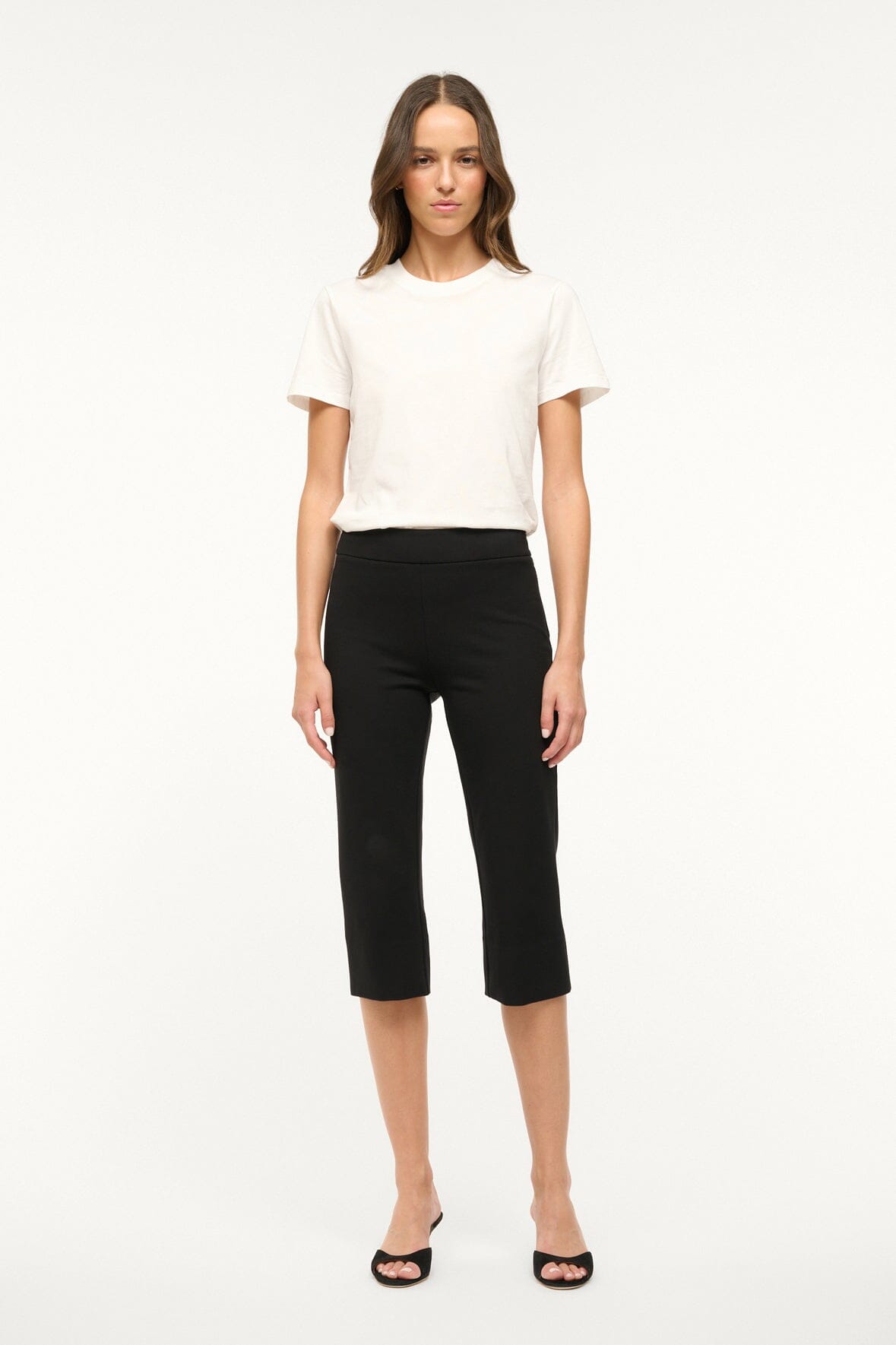 Leone Black Ponte Knit Cropped Pants for Women