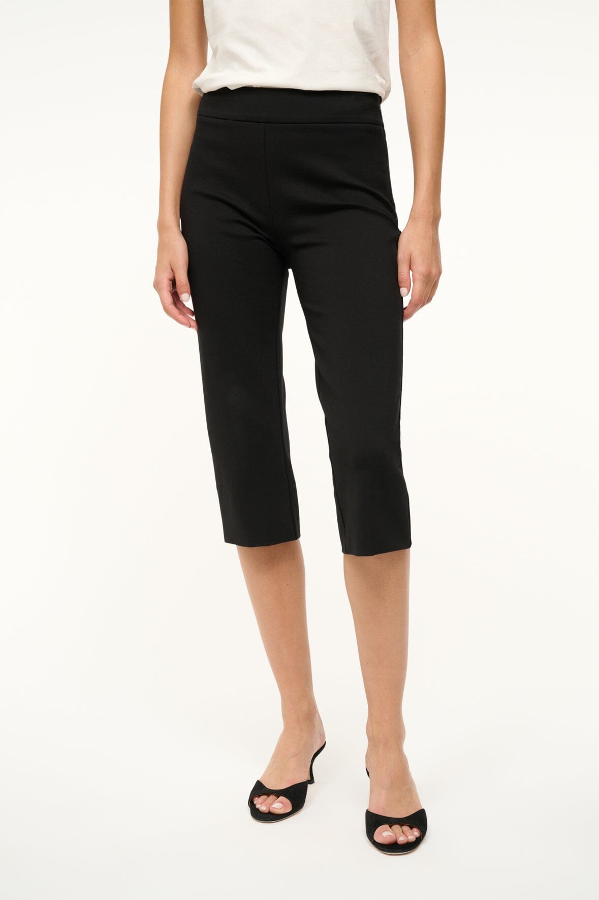 Leone Black Ponte Knit Cropped Pants for Women