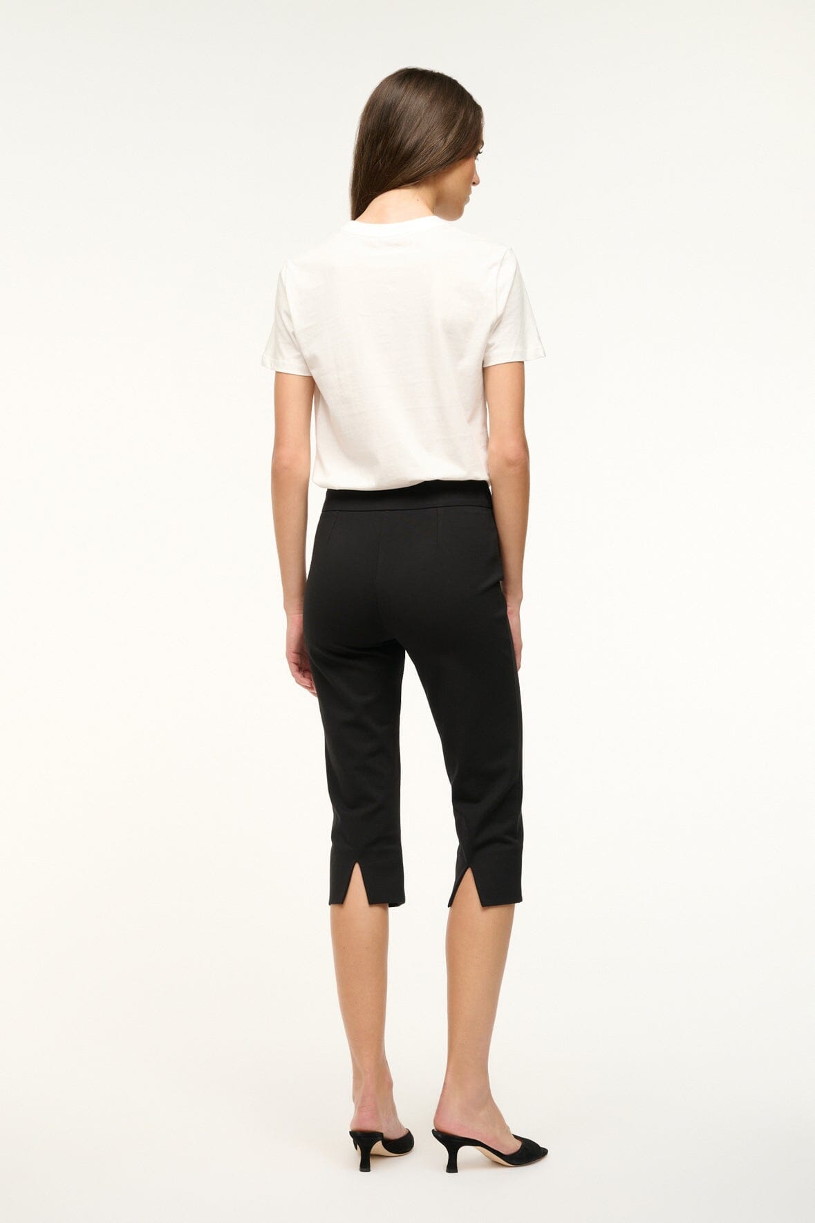 Leone Black Ponte Knit Cropped Pants for Women