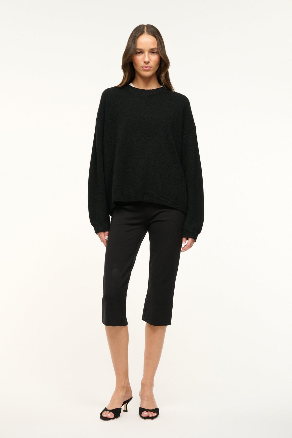 Leone Black Ponte Knit Cropped Pants for Women
