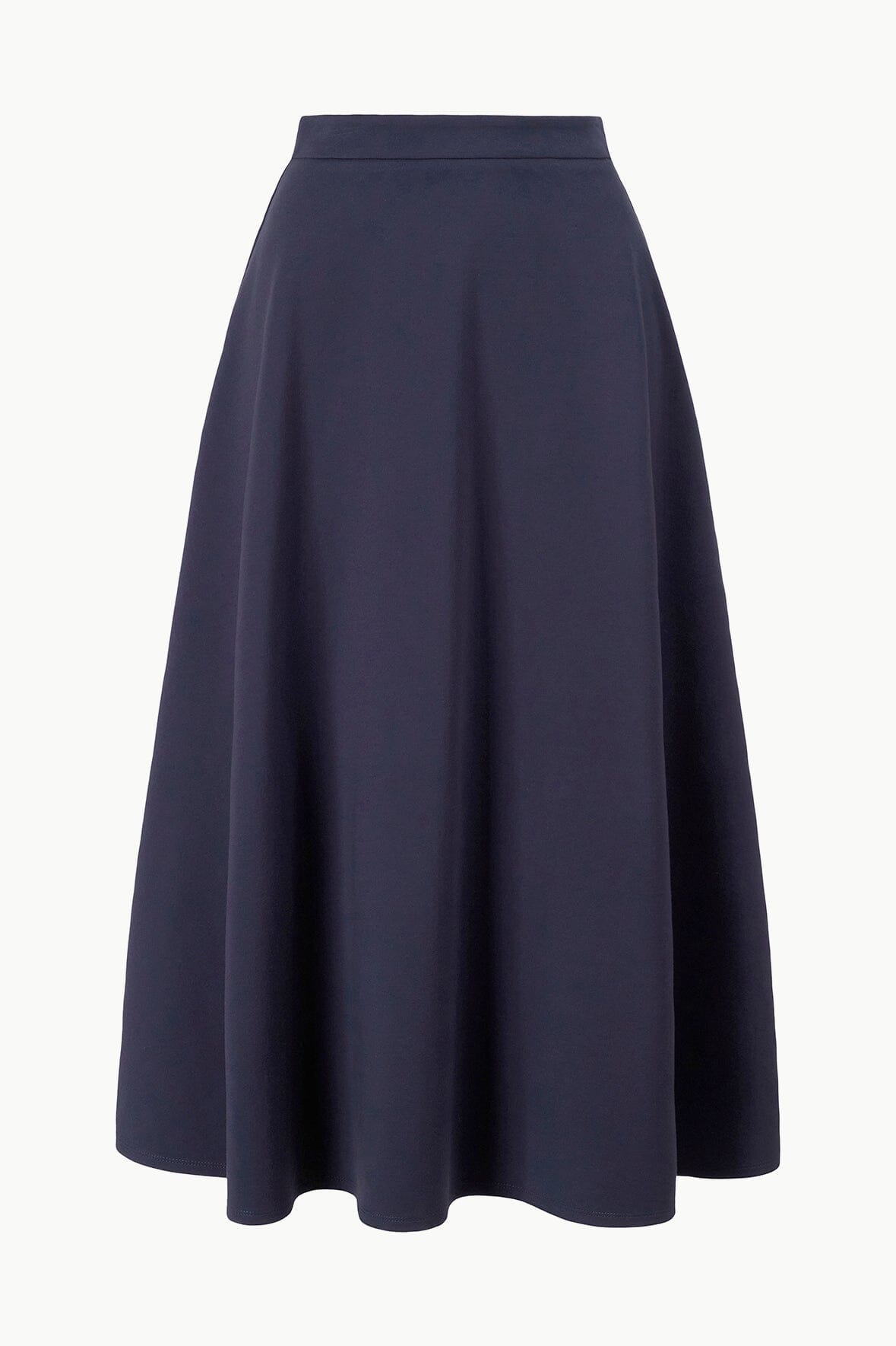 Navy High Rise Midi Skirt with Hidden Zipper - Lighthouse