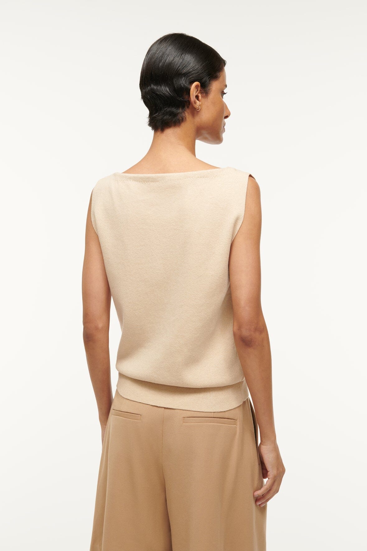 Luisa High-Waisted Pleated Shorts in Camel Suiting Fabric