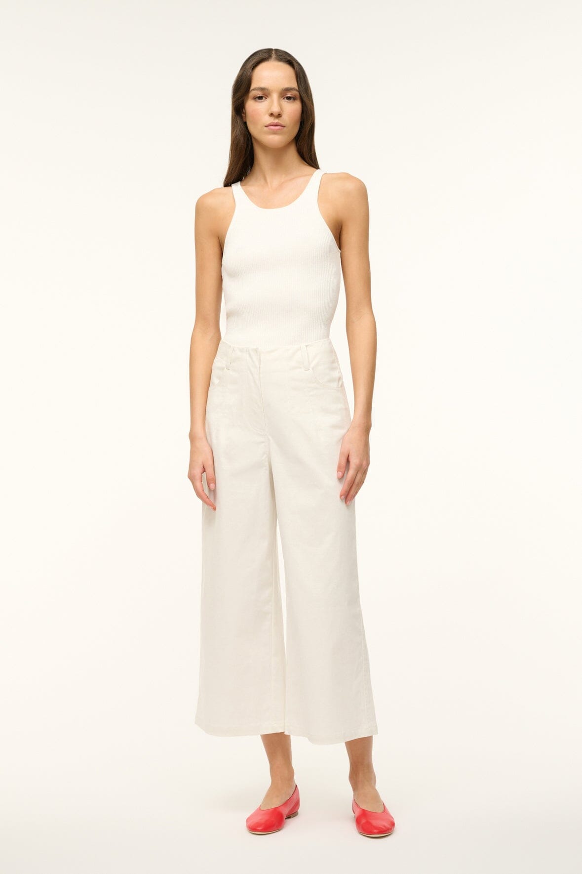 Luca Ivory High-Waisted Wide Leg Chino Pants