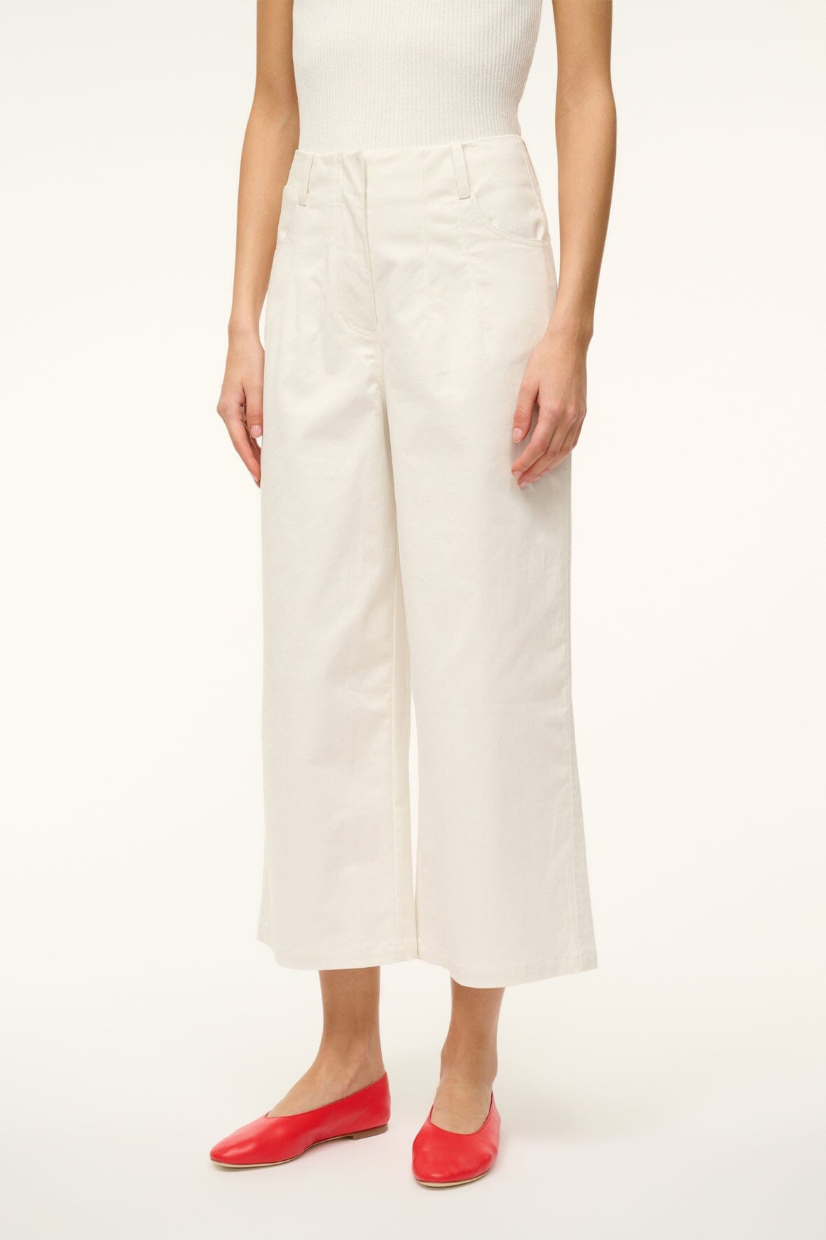 Luca Ivory High-Waisted Wide Leg Chino Pants