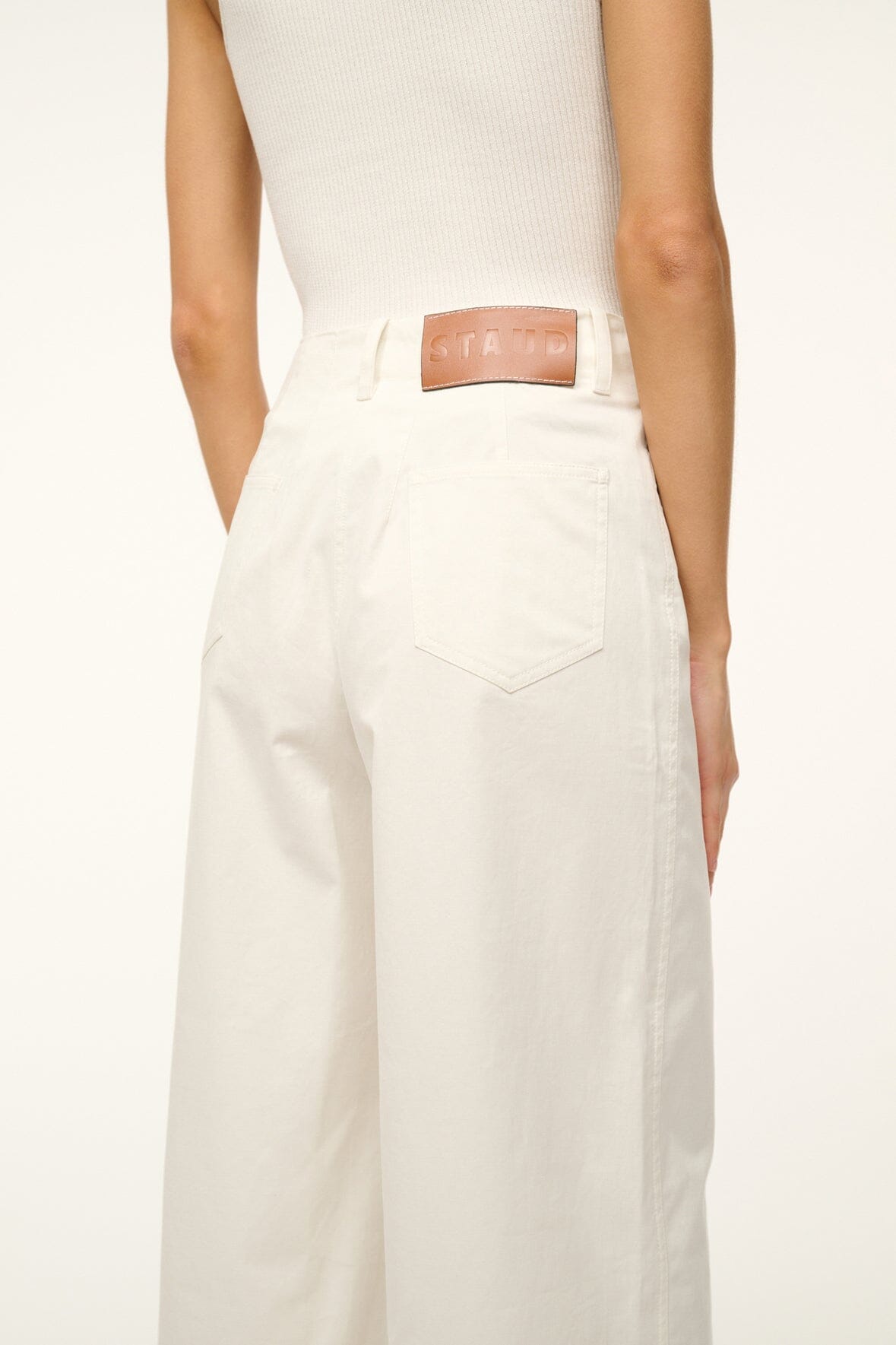 Luca Ivory High-Waisted Wide Leg Chino Pants