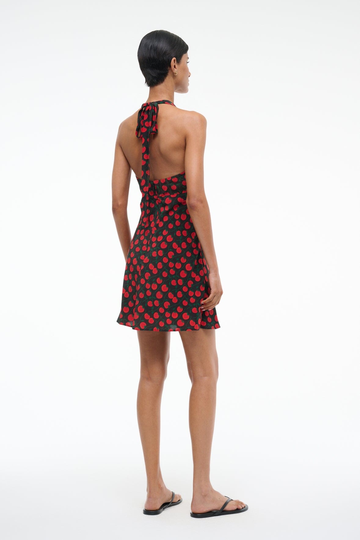 Lucca Black Tomato Print Halter Mini Dress for Summer
