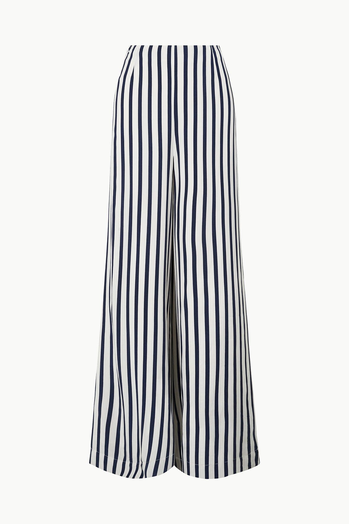 Luke White Navy Striped Relaxed Wide Leg Pants with Elastic Waist