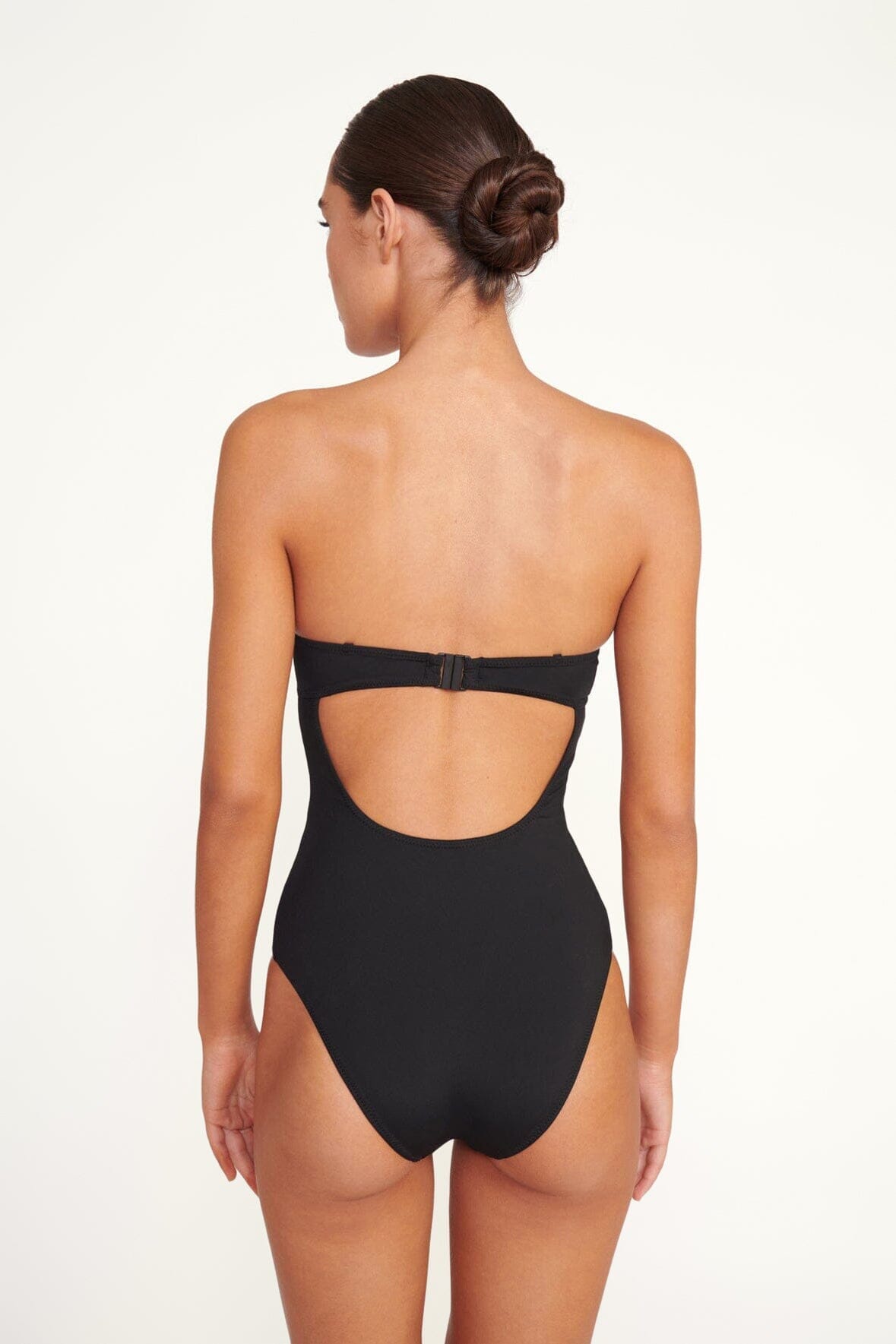 Maeve Black & White Bustier One Piece Swimsuit with Removable Straps