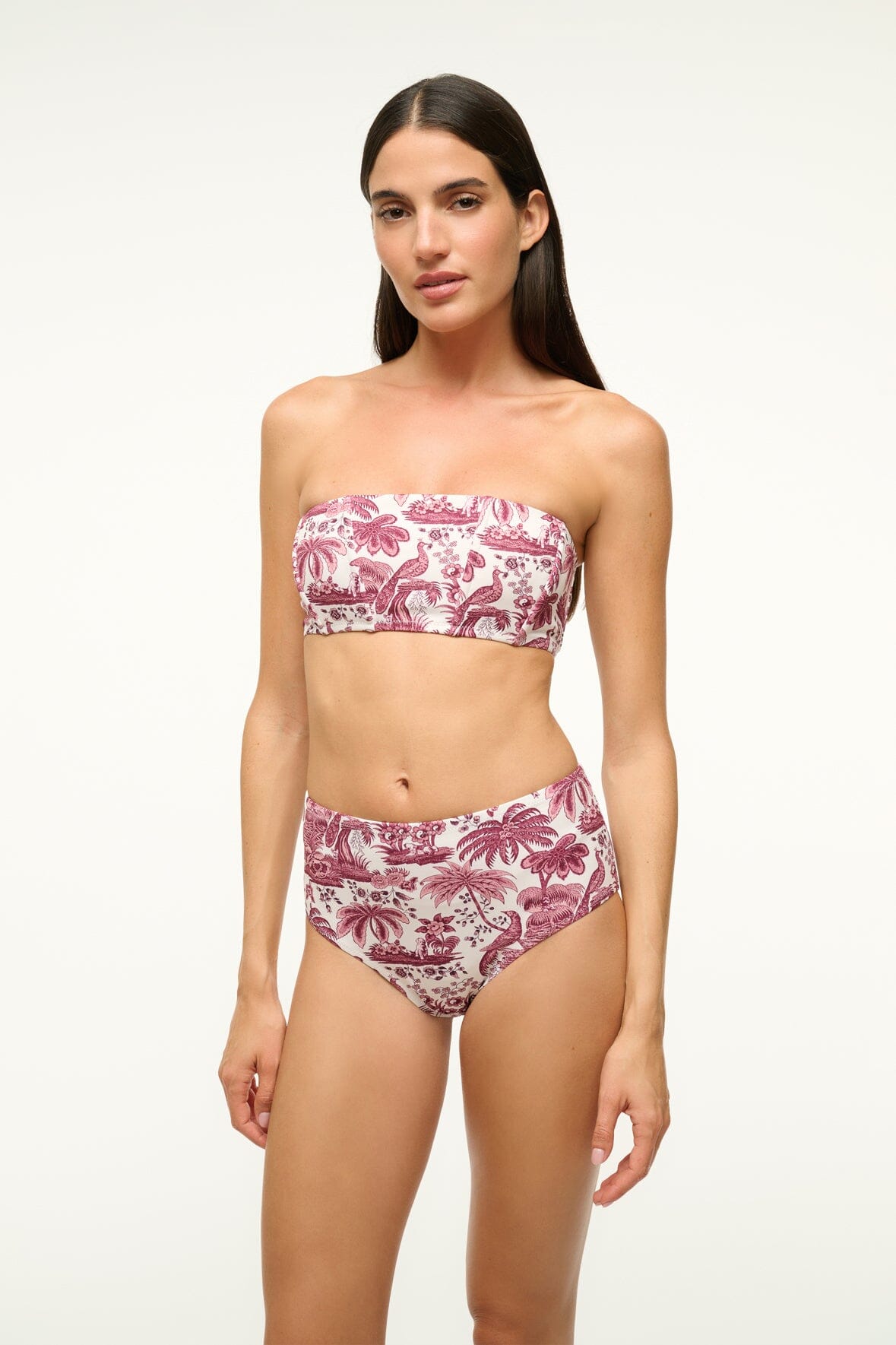 Mala Bikini Top - Strapless Bandeau with Corset Boning in Bordeaux Toile