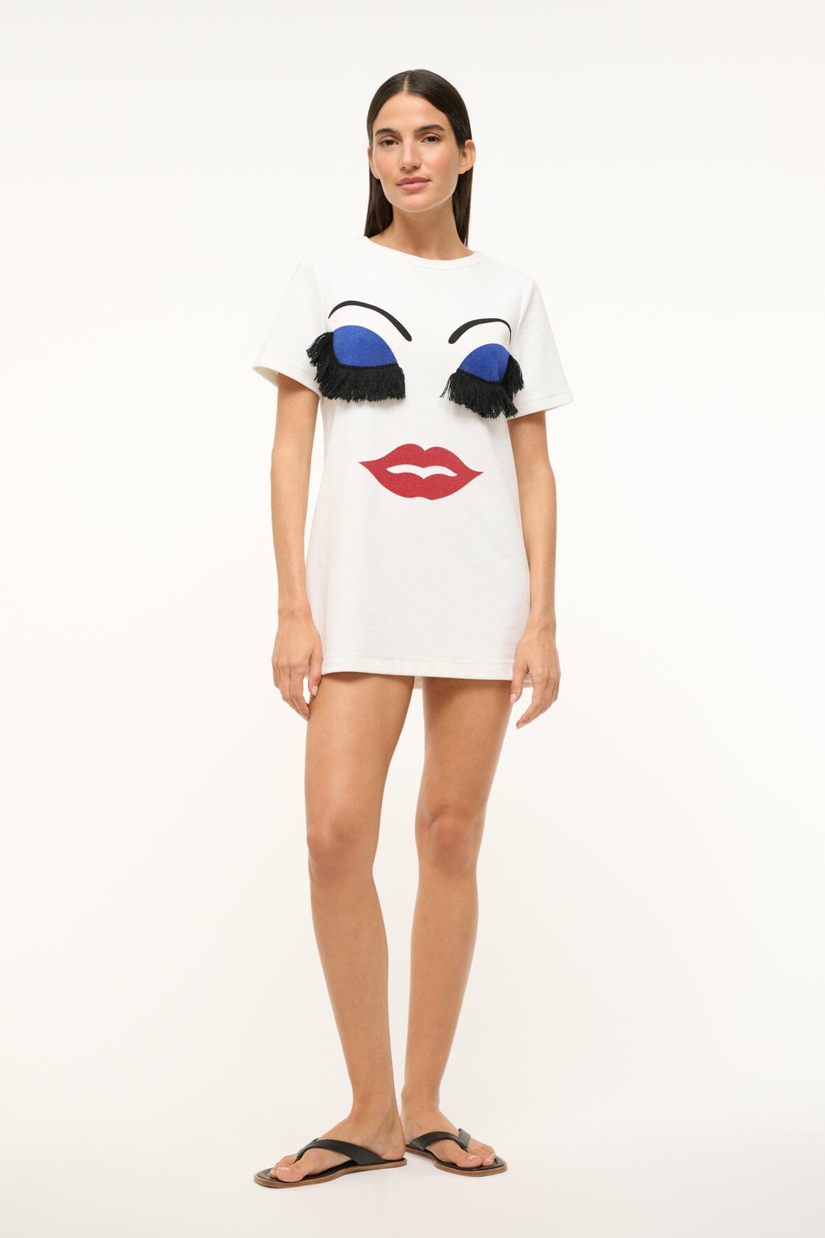 Priscilla Mamacita Terrycloth T-Shirt Dress with Embroidered Fringe