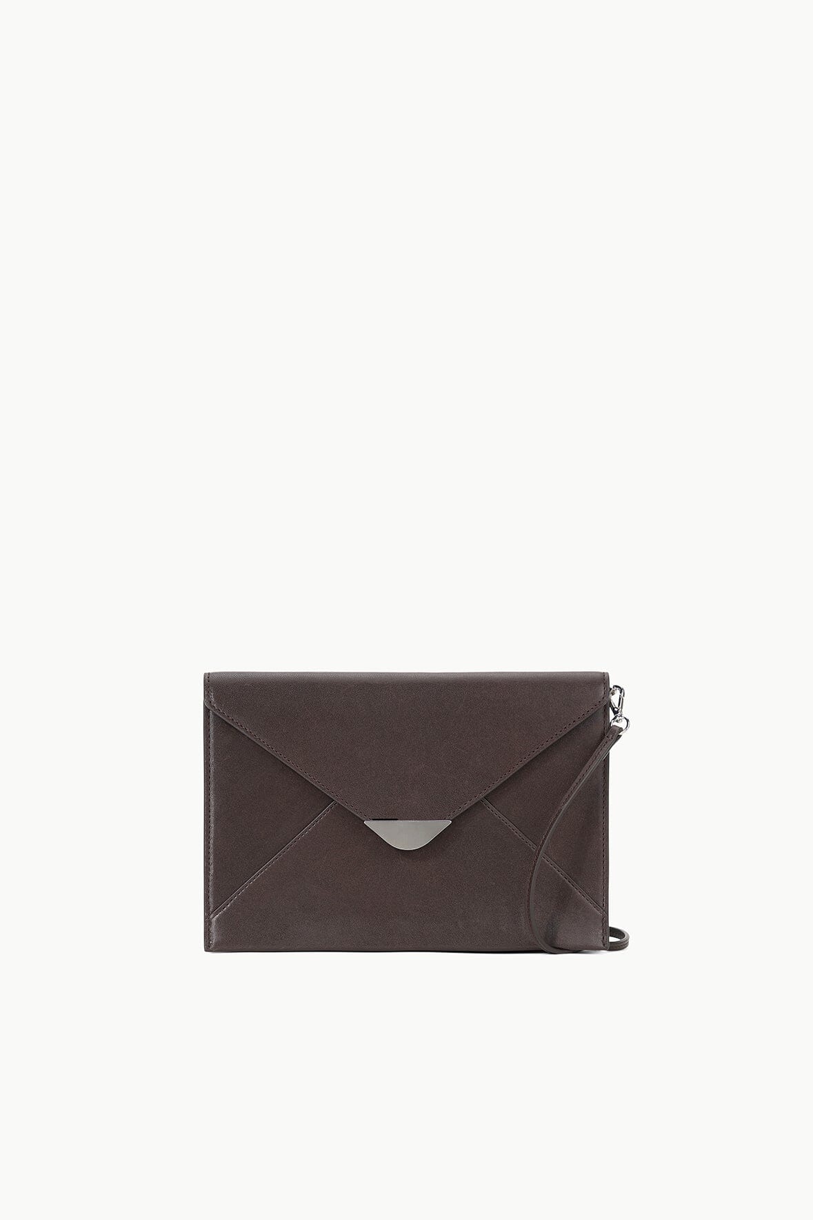 Marcella Espresso Leather Evening Clutch with Removable Strap