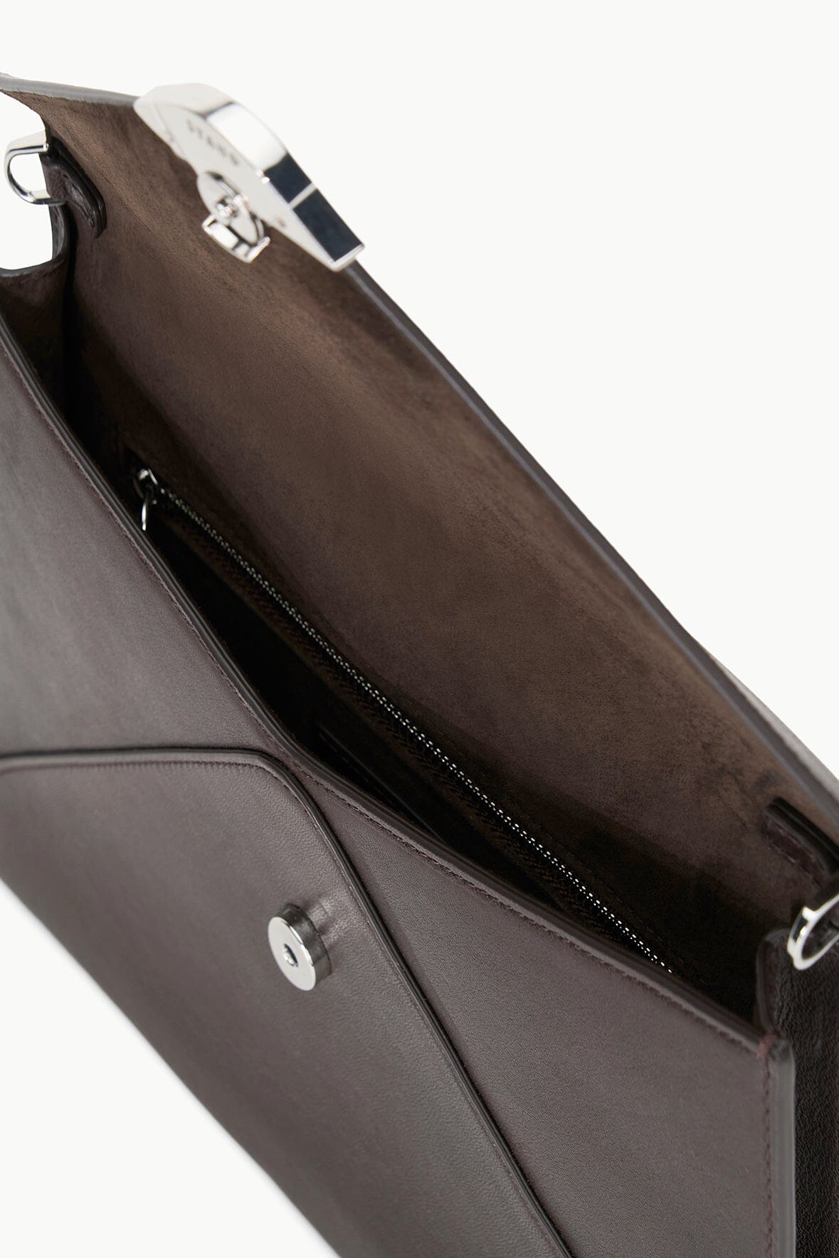 Marcella Espresso Leather Evening Clutch with Removable Strap