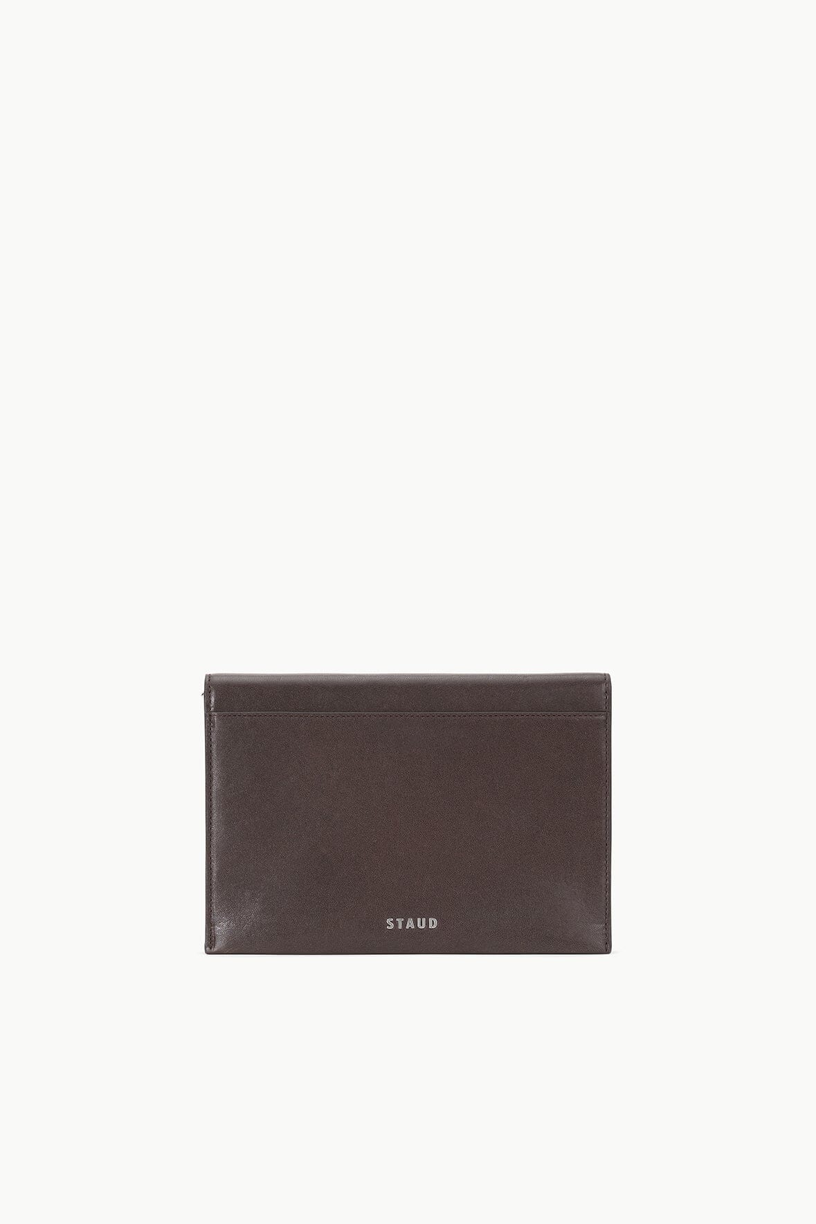 Marcella Espresso Leather Evening Clutch with Removable Strap