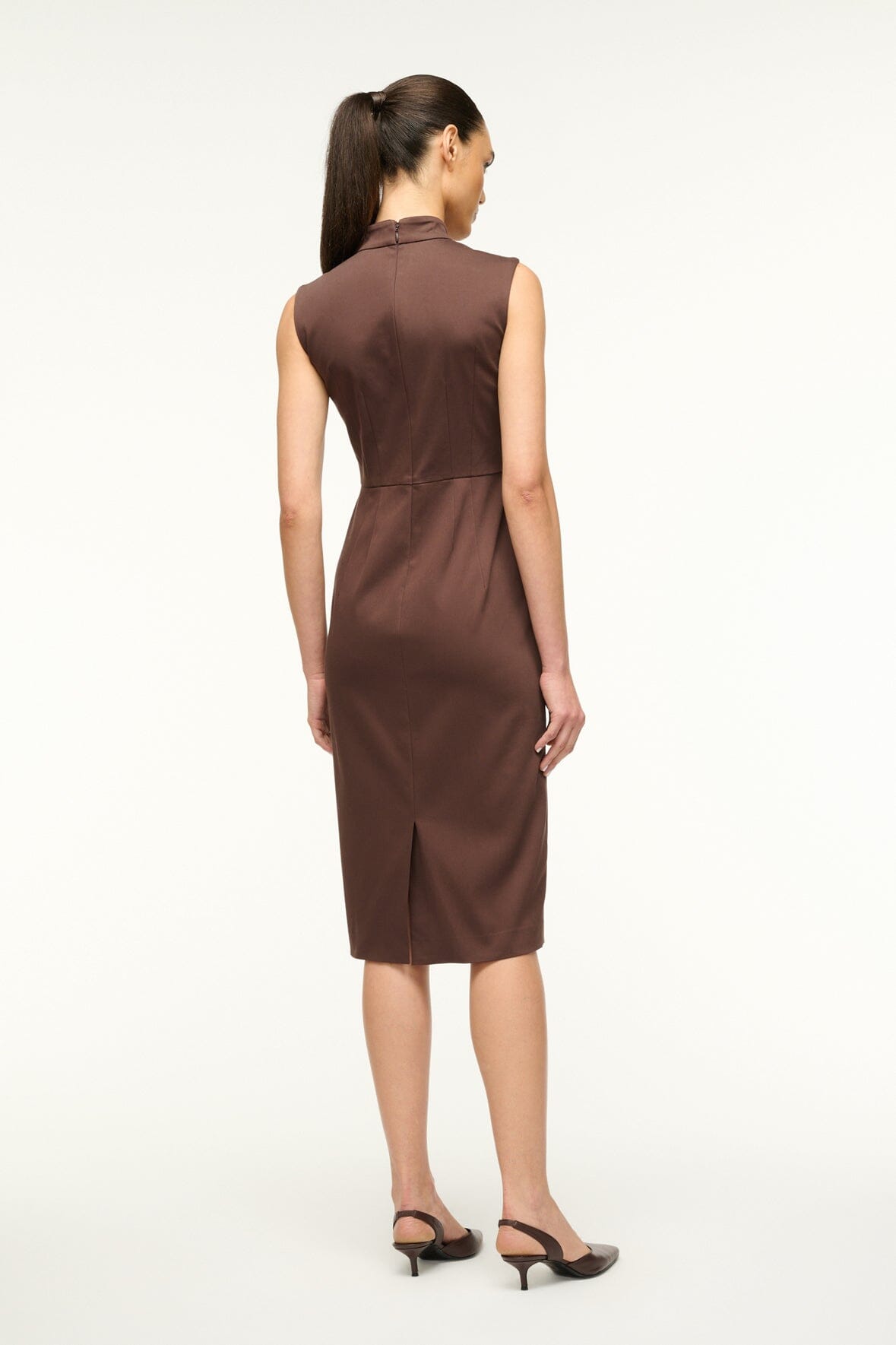 Mariano Bustier Dress with Cut Out Neckline - Dark Chocolate