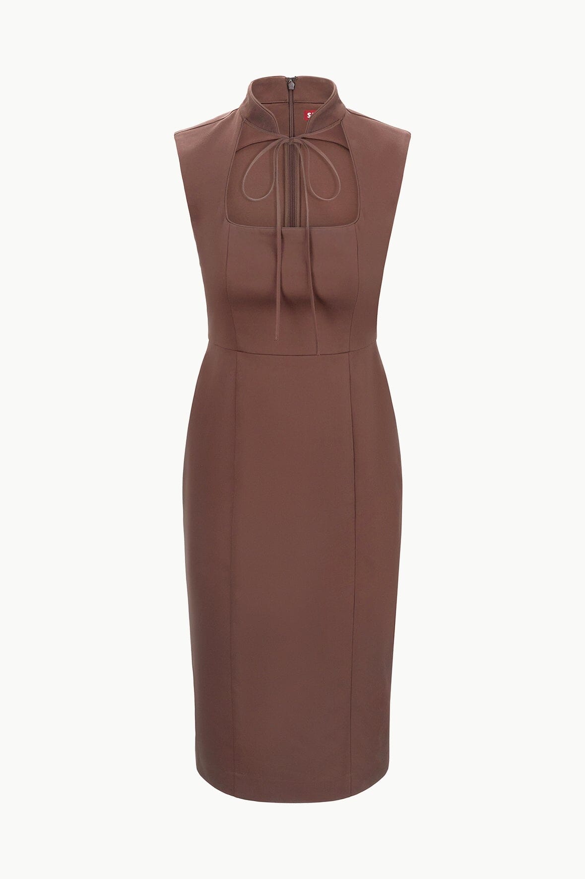 Mariano Bustier Dress with Cut Out Neckline - Dark Chocolate