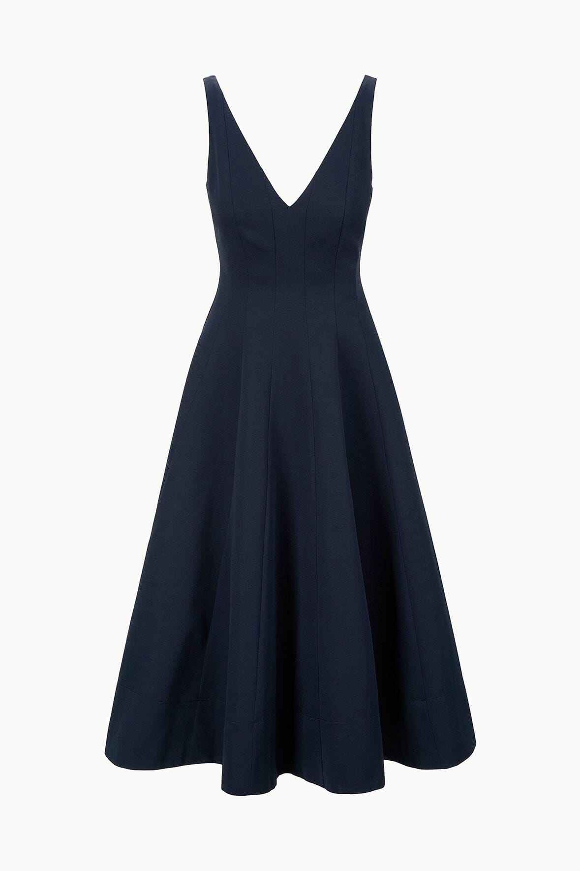 Marieta Navy V-Neck Grosgrain Dress