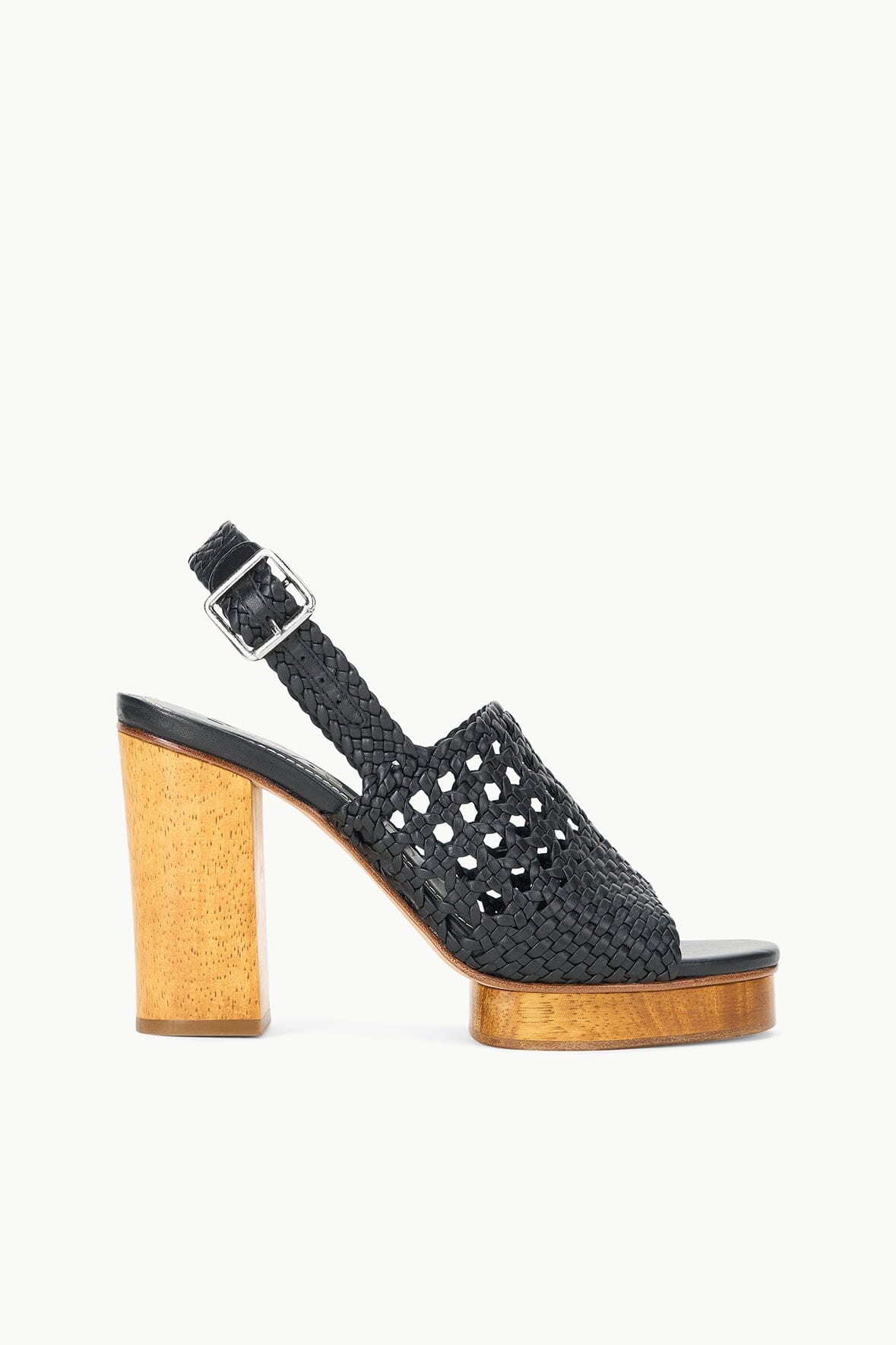 Martina Black Platform Sandals with Adjustable Ankle Strap