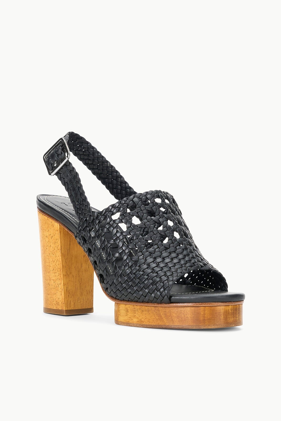 Martina Black Platform Sandals with Adjustable Ankle Strap
