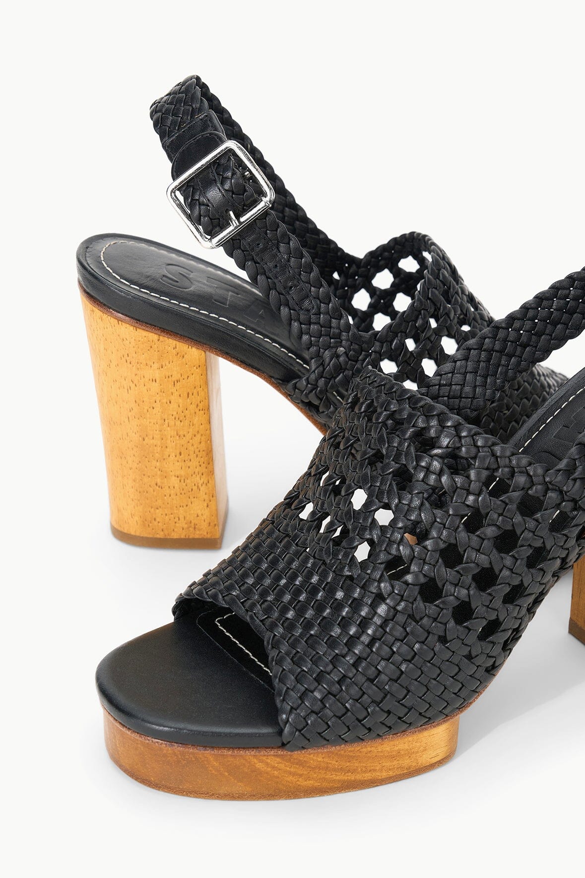 Martina Black Platform Sandals with Adjustable Ankle Strap