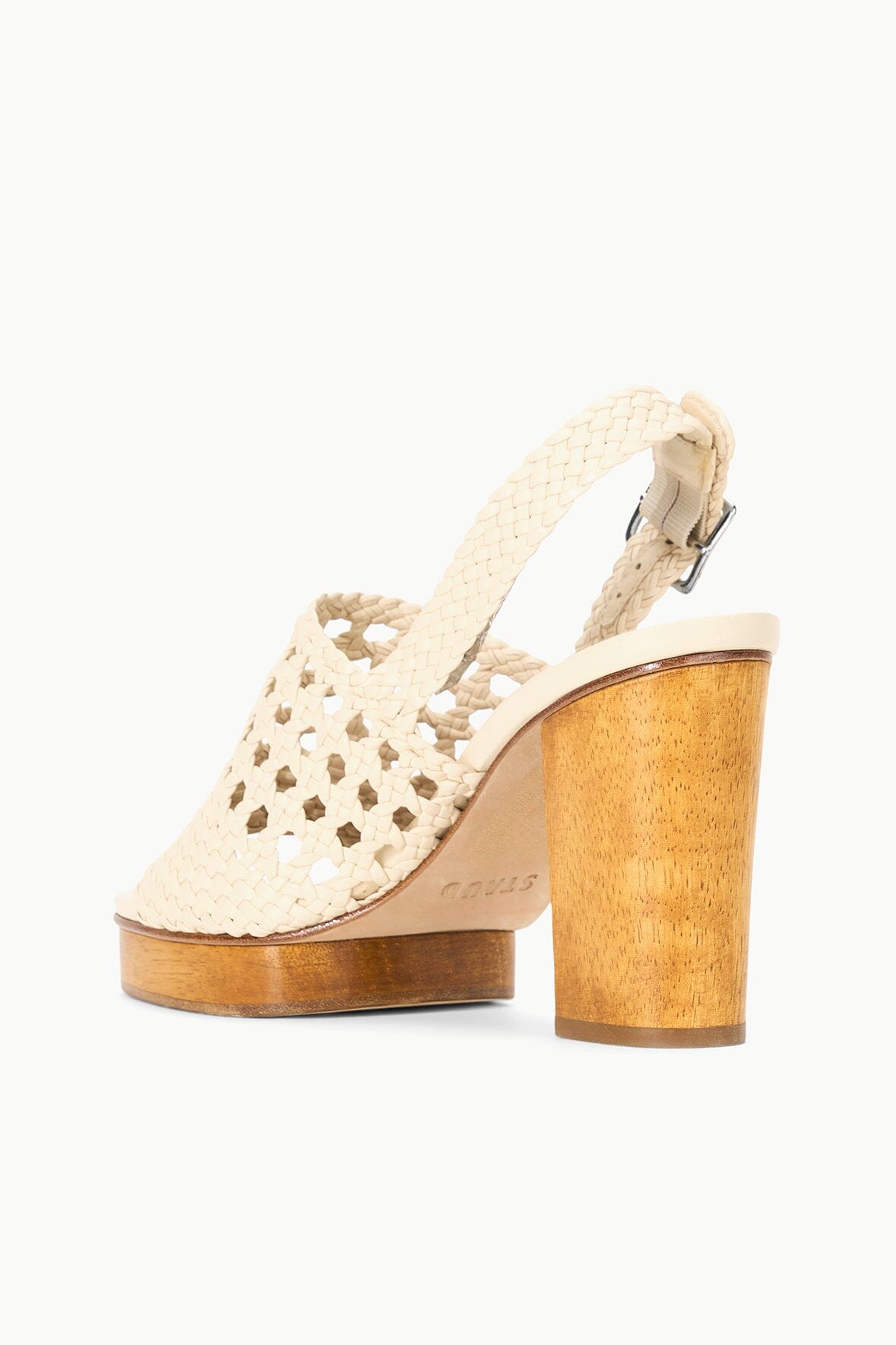 Martina Cream Woven Leather Platform Sandal with Adjustable Strap