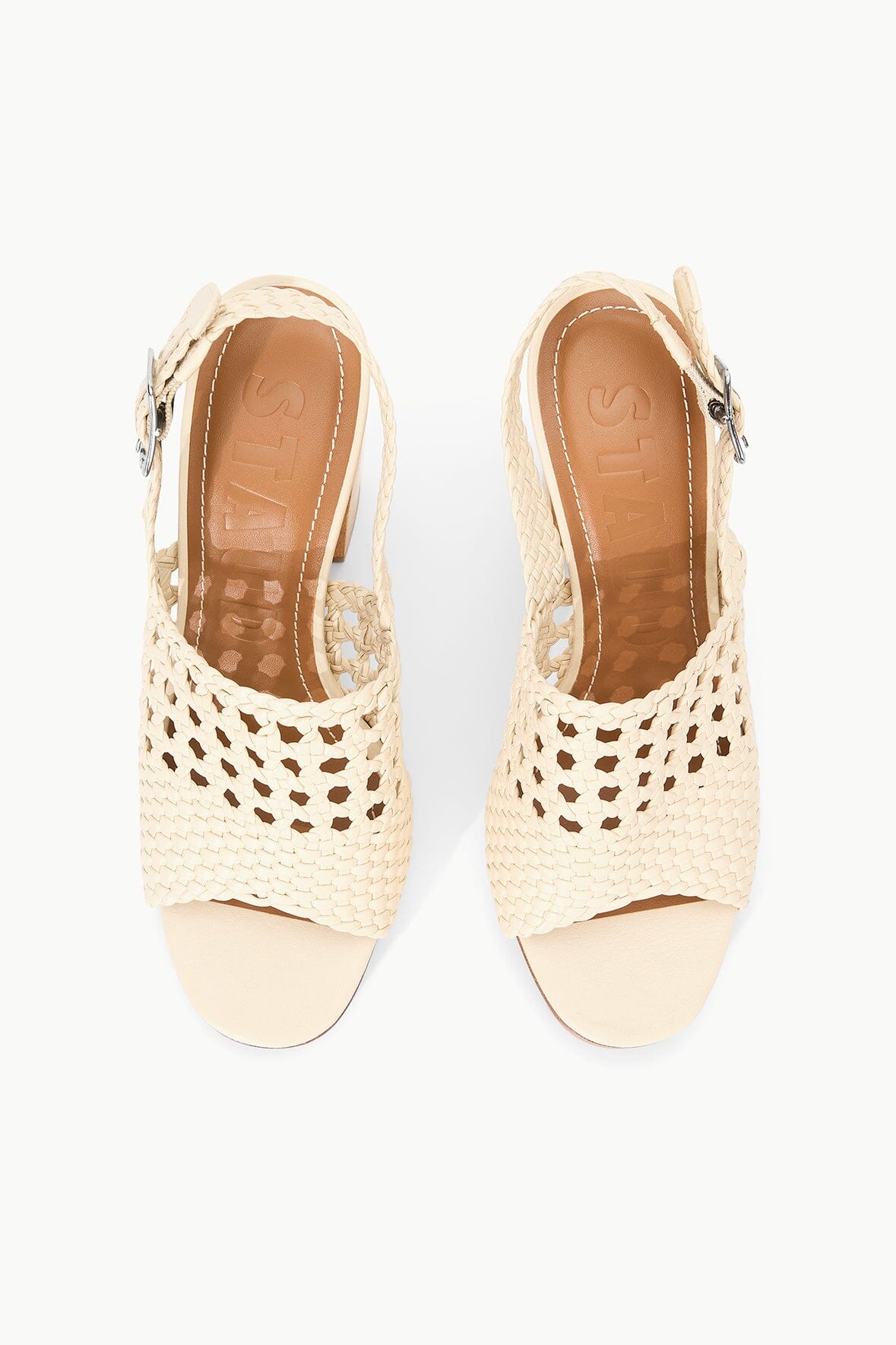 Martina Cream Woven Leather Platform Sandal with Adjustable Strap