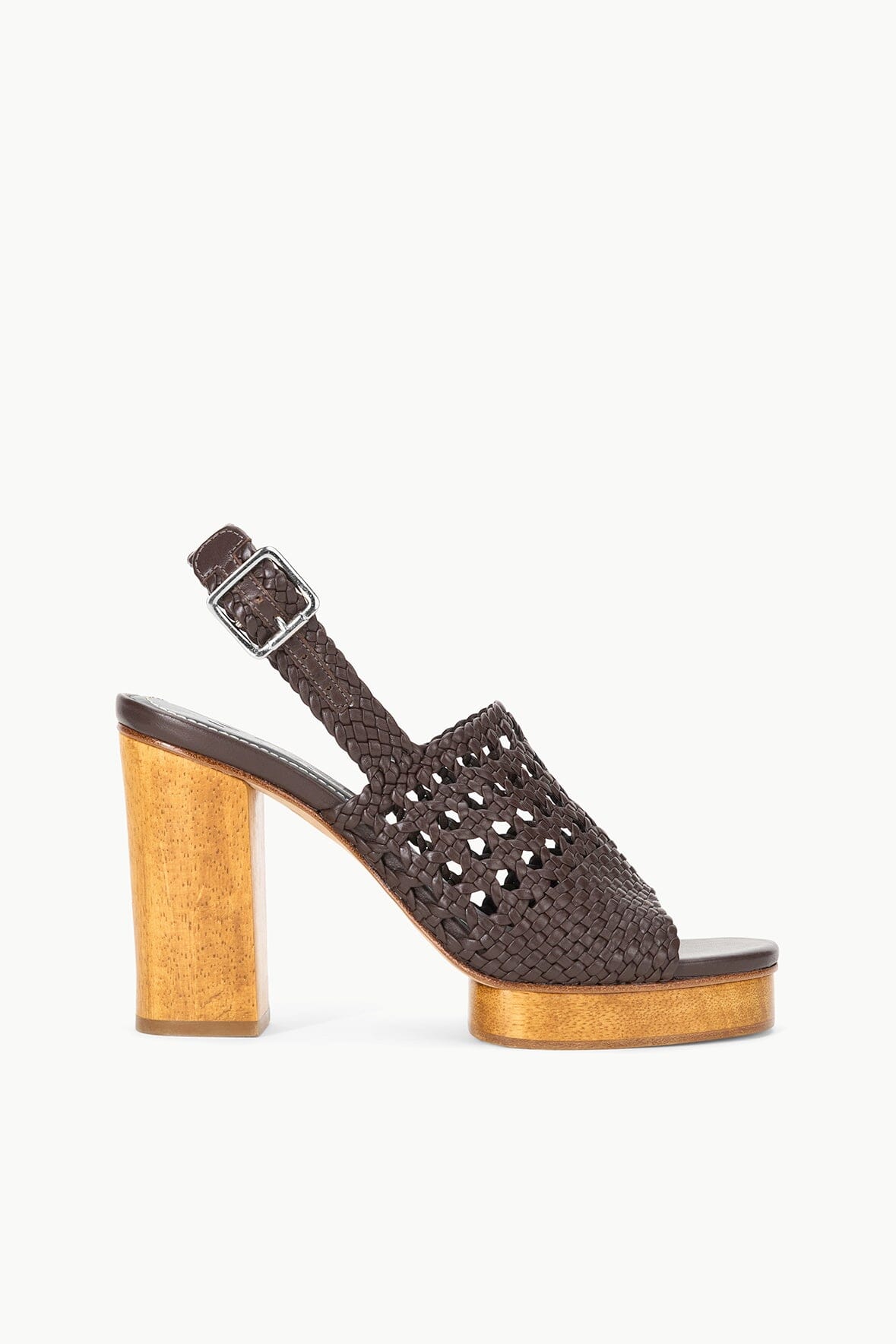 Martina Platform Block Heel Sandals with Wooden Sole – Espresso