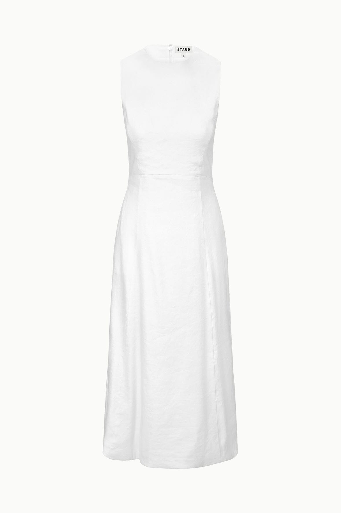 Martine White Linen Summer Dress with A-Line Skirt