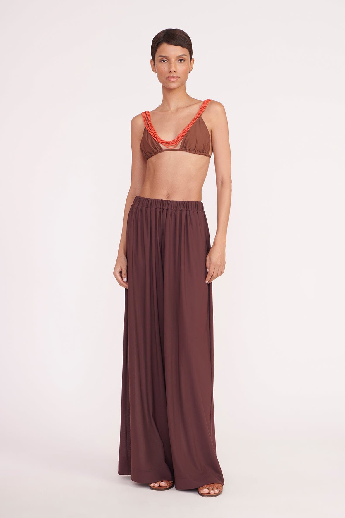 Marza Stretch Mesh Swim Coverup Pants in Bark