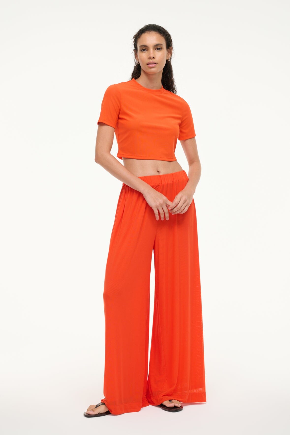 Marza Stretch Mesh Swim Coverup Pants in Cayenne