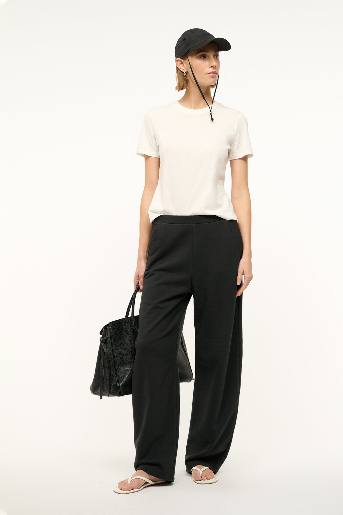 Black Relaxed Fit Match Sweatpants with Side Pockets