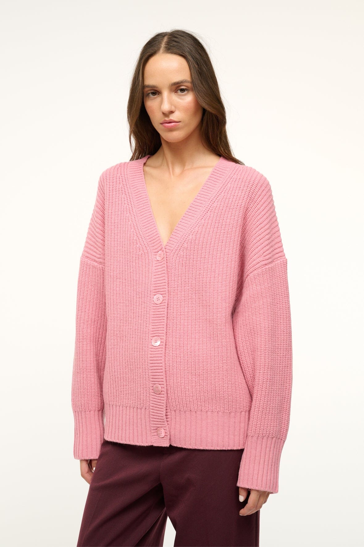 Oversized Matilda Cardigan in Soft Merino Knit | Damask Pink