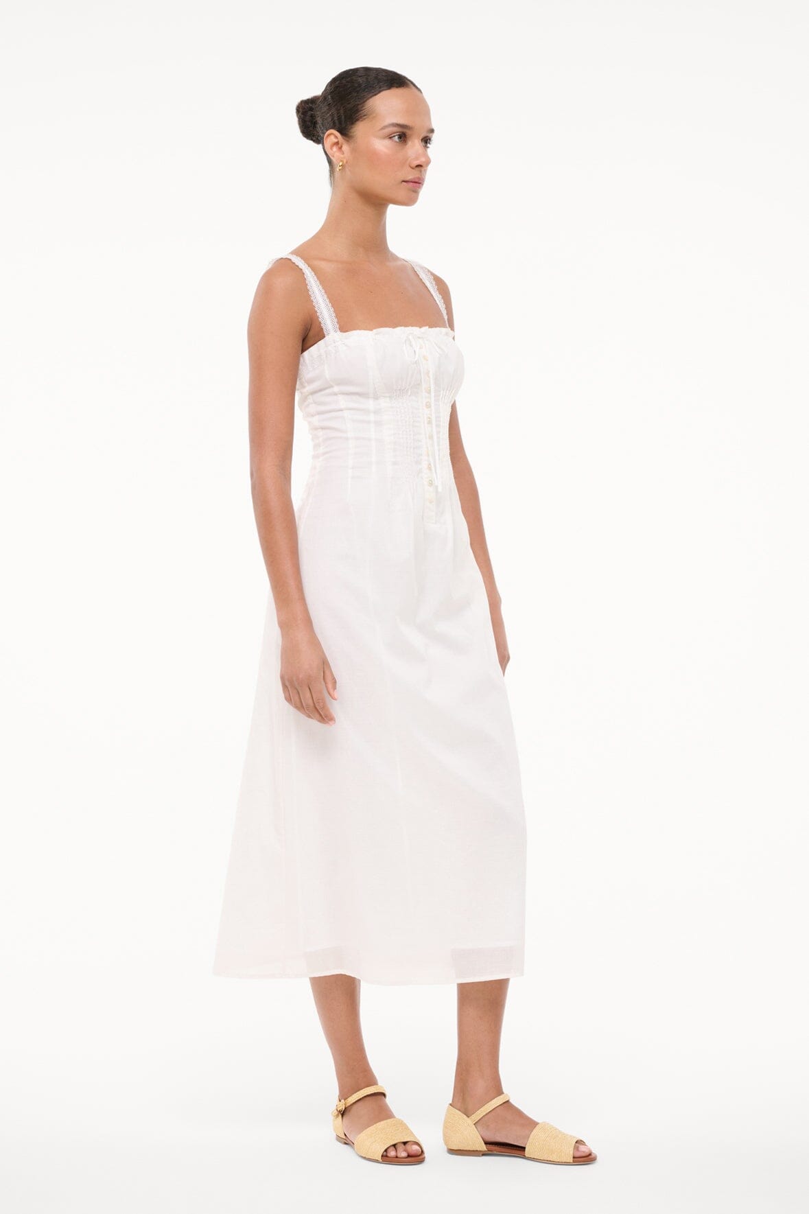 Victorian Lace Matilde Dress with Pintucking - White